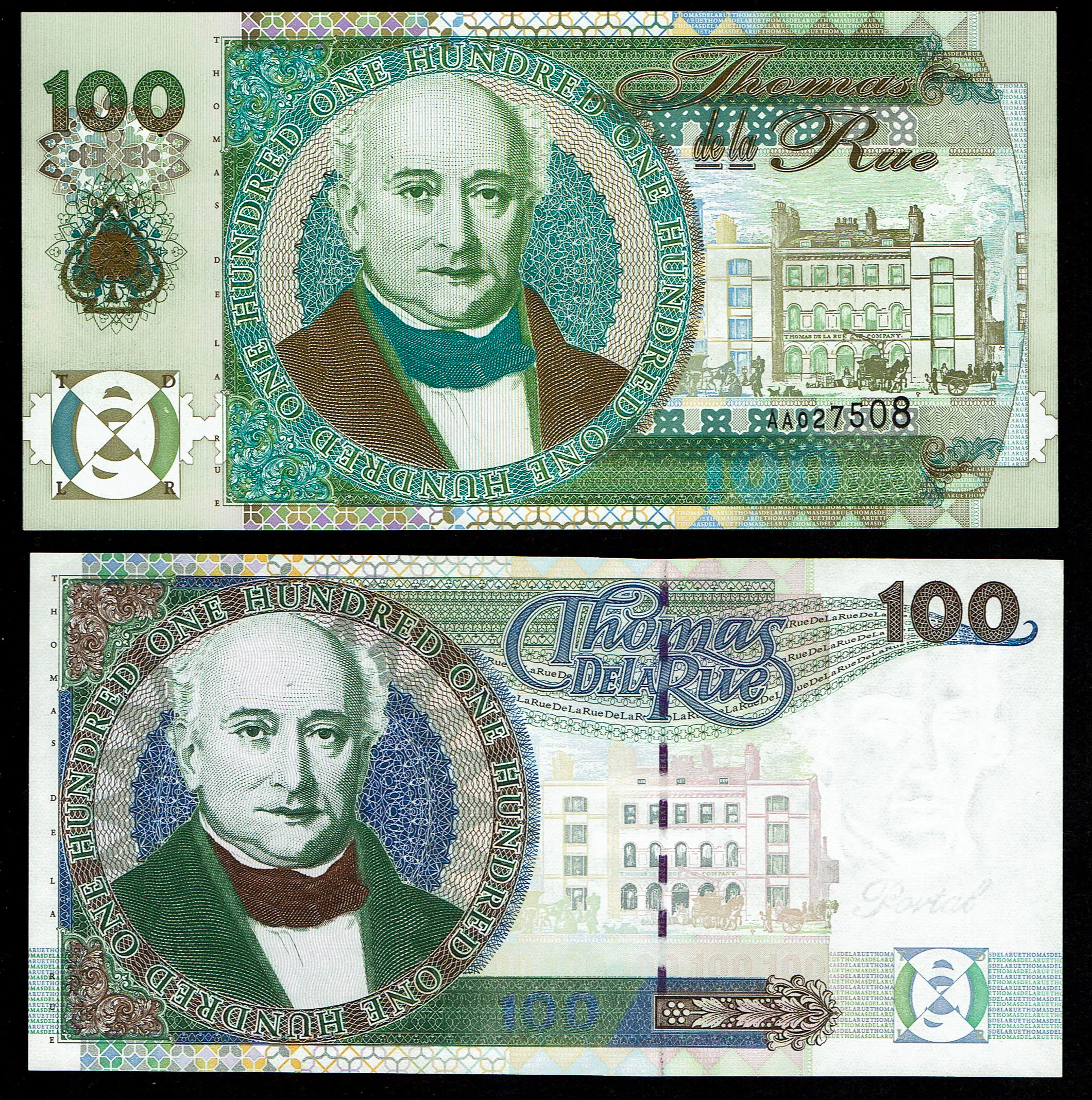 England, De La Rue - Pair of fantasy 100 pound banknotes from the famous printing house in England - 1 0