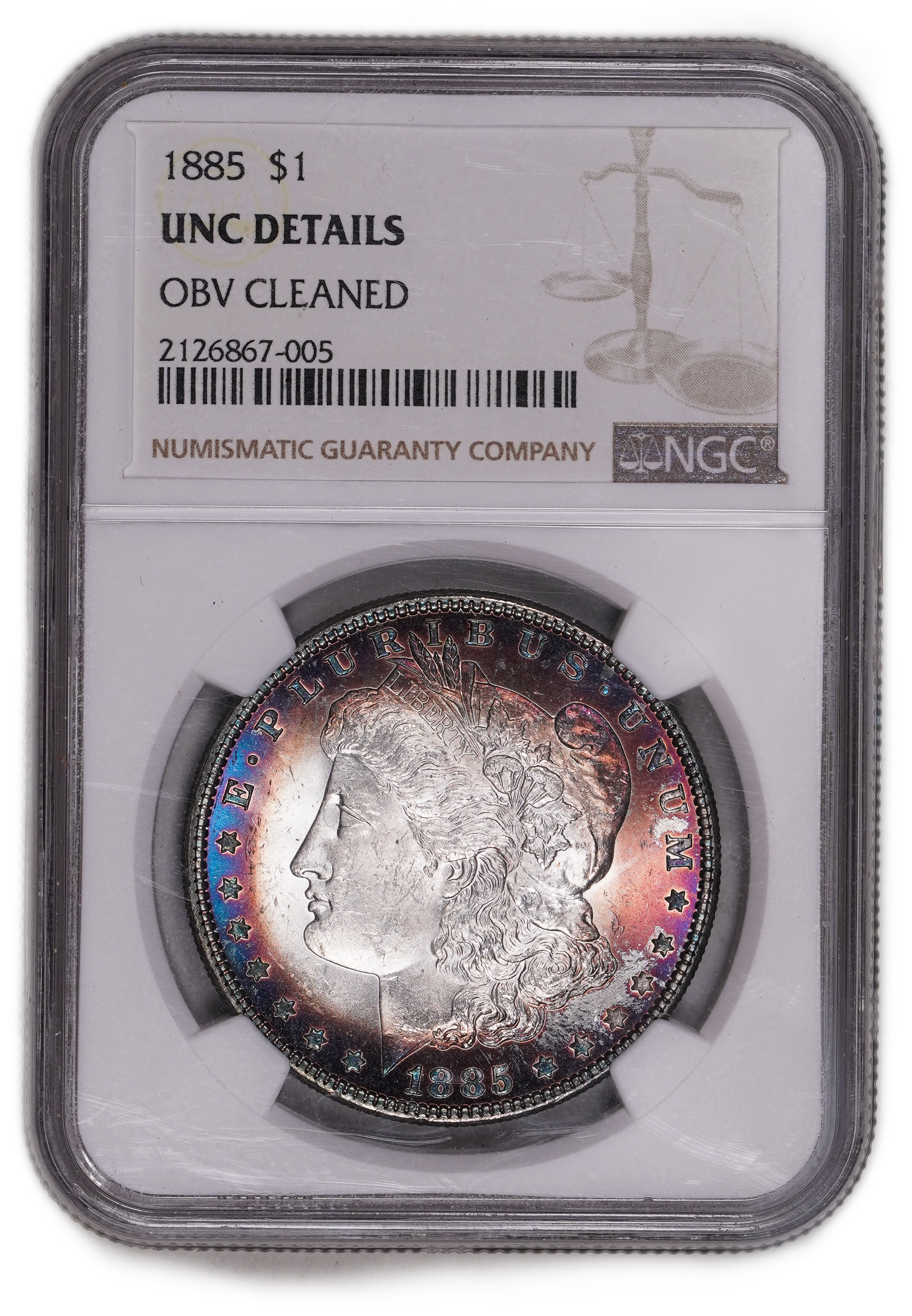 USA - 1 Morgan Dollar 1885 - NGC UNC DETAILS - 900 silver, 26.73g (net 24.05g, 0.77 oz), 38.1 mm. - 1 0