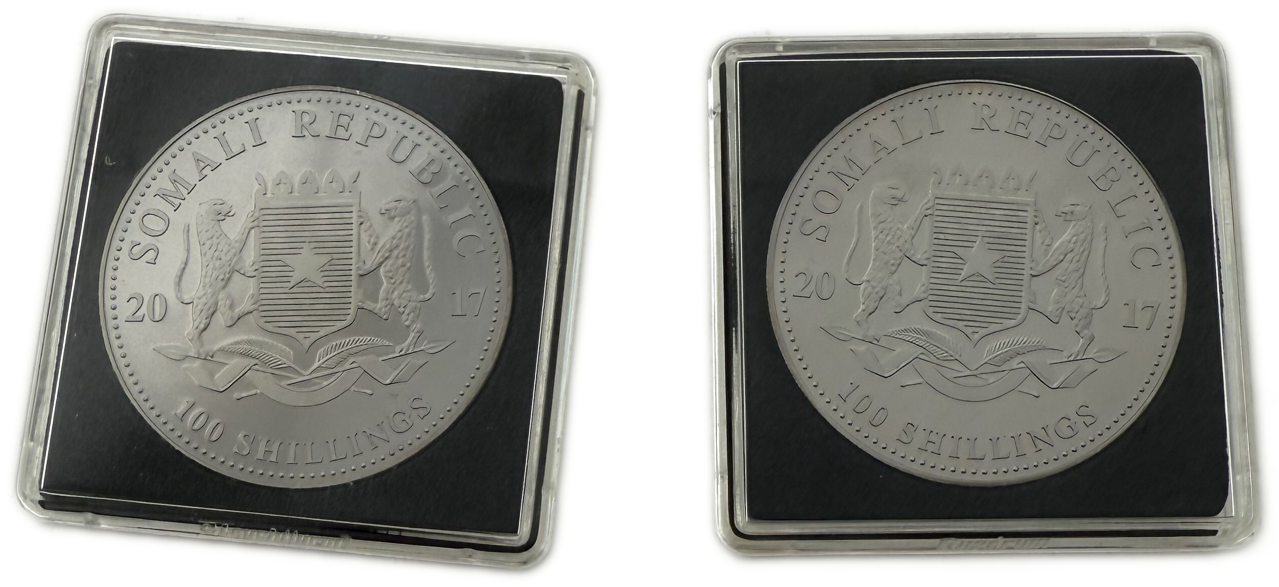 Somalia - 2 x 100 Shilling 2017 Somalia Black & White Ruthenium Edition - 2 x 1 Oz - Silver - 1 2