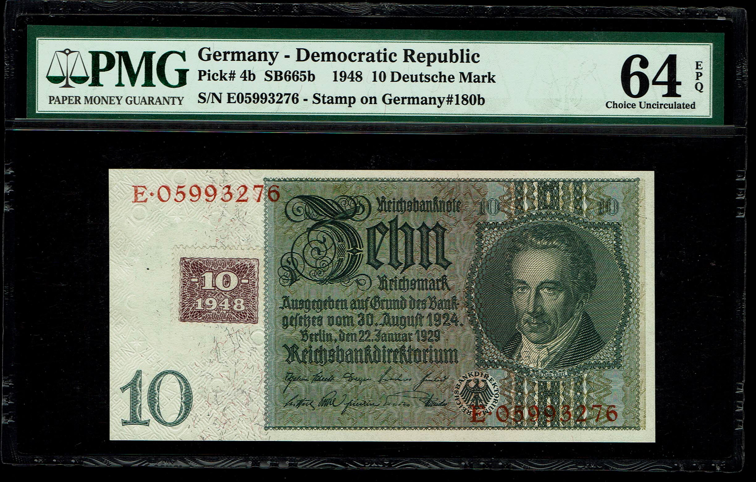 Germany - 10 Deutsche Mark 1948 - German Democratic Republic - PMG 64 EPQ - 1 0
