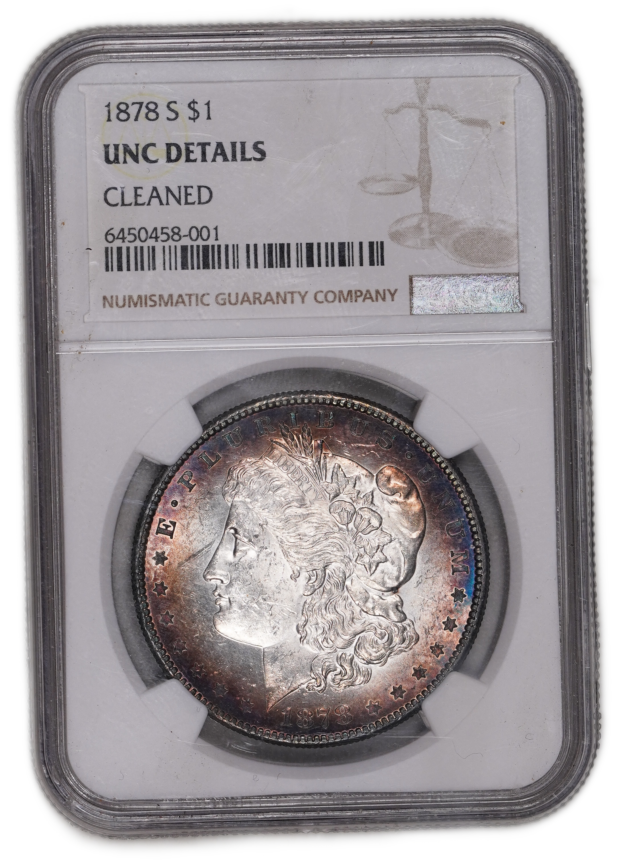 USA - 1 Morgan Dollar 1878 S - NGC UNC DETAILS - 900 silver, 26.73g (net 24.05g, 0.77 oz), 38.1 mm. - 1 0
