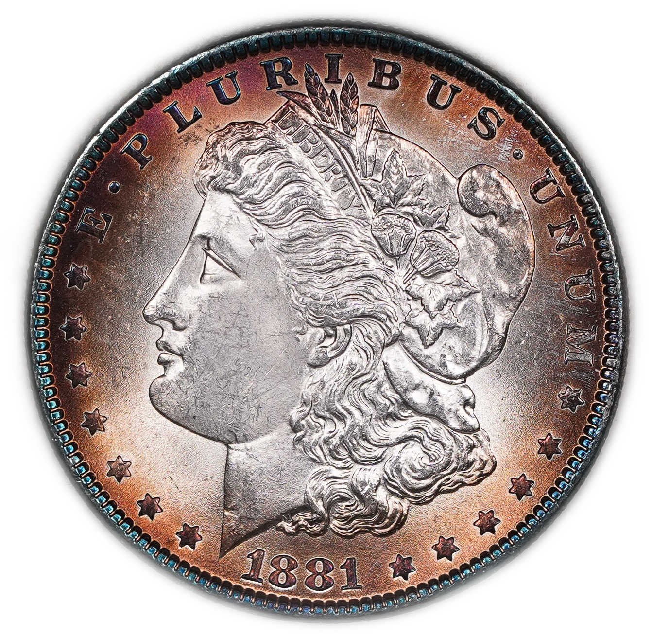 USA - 1 Morgan Dollar 1881 - UNC - 900 silver, 26.73g (net 24.05g, 0.77 oz), 38.1 mm. - 1 0