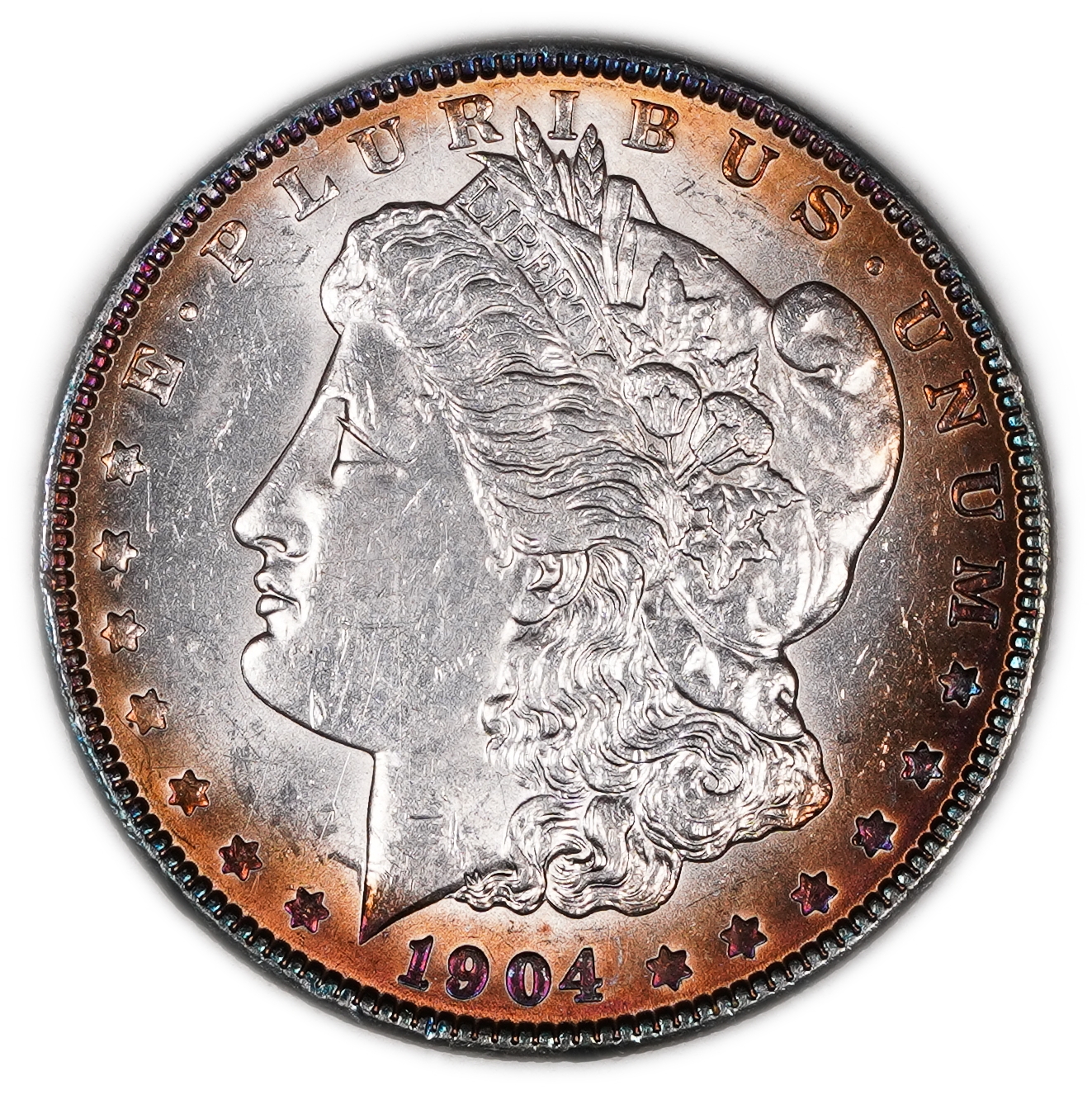USA - 1 Morgan Dollar 1904 - UNC - 900 silver, 26.73g (net 24.05g, 0.77 oz), 38.1 mm. - 1 0