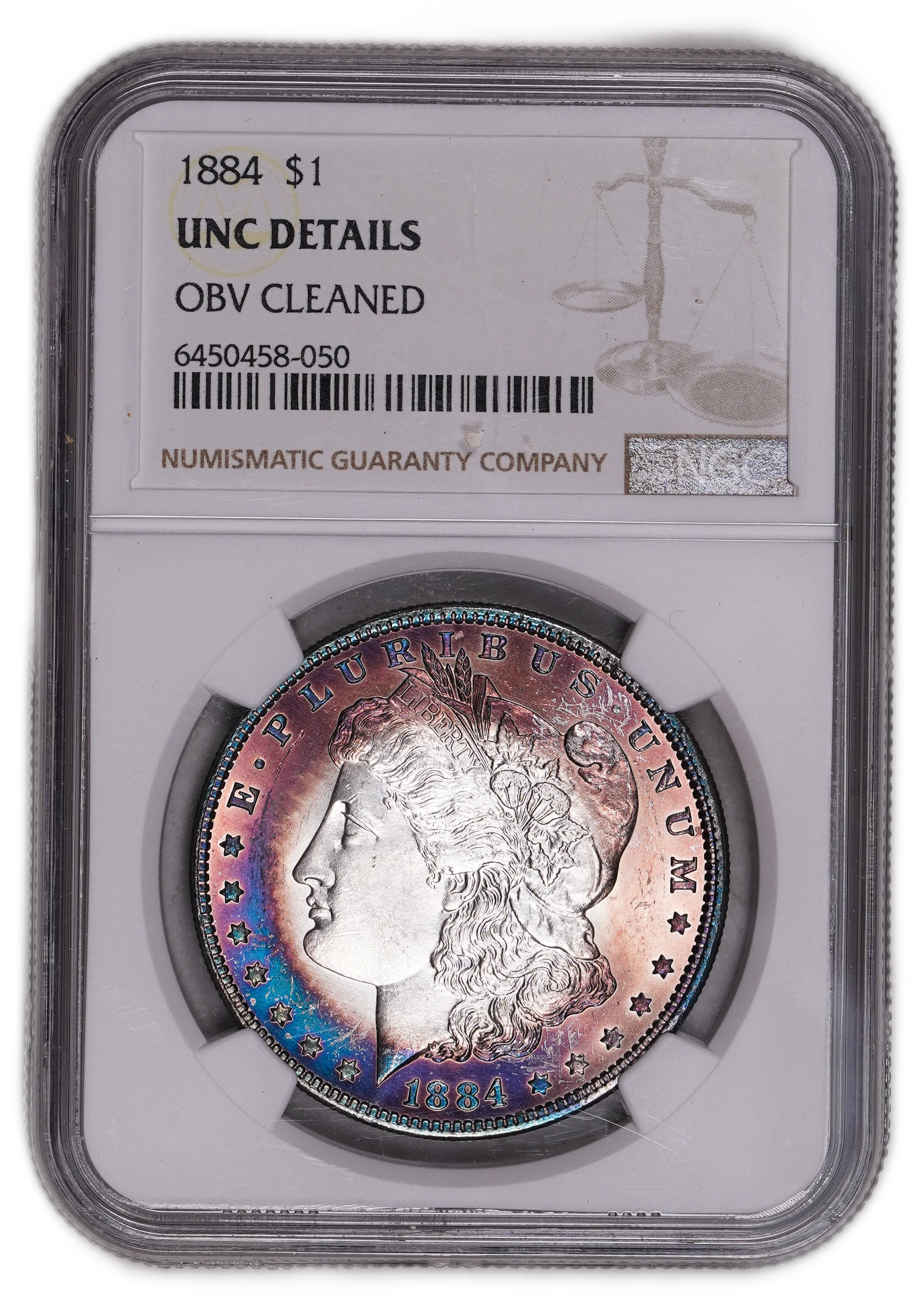 USA - 1 Morgan Dollar 1884 - NGC UNC DETAILS - 900 silver, 26.73g (net 24.05g, 0.77 oz), 38.1 mm. - 1 0