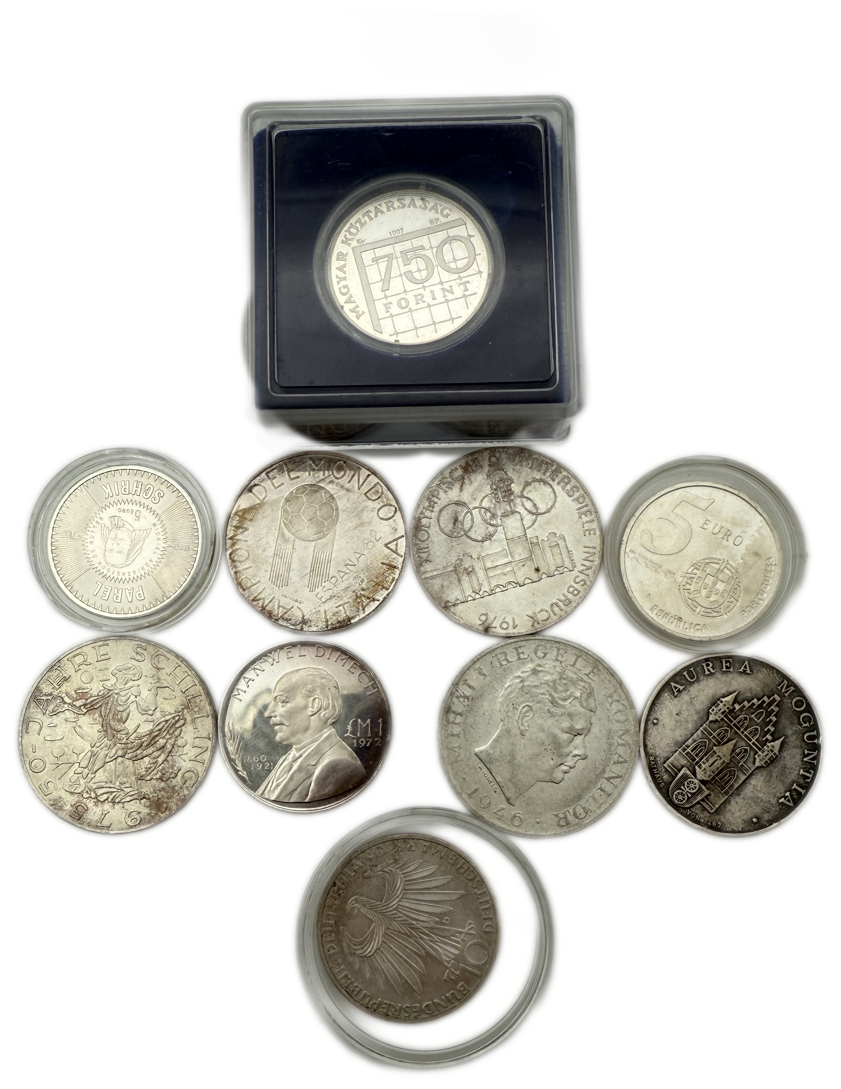 World - Set of 10 silver coins from around the world, different values, years and conditions - silver, different ... - 1 0