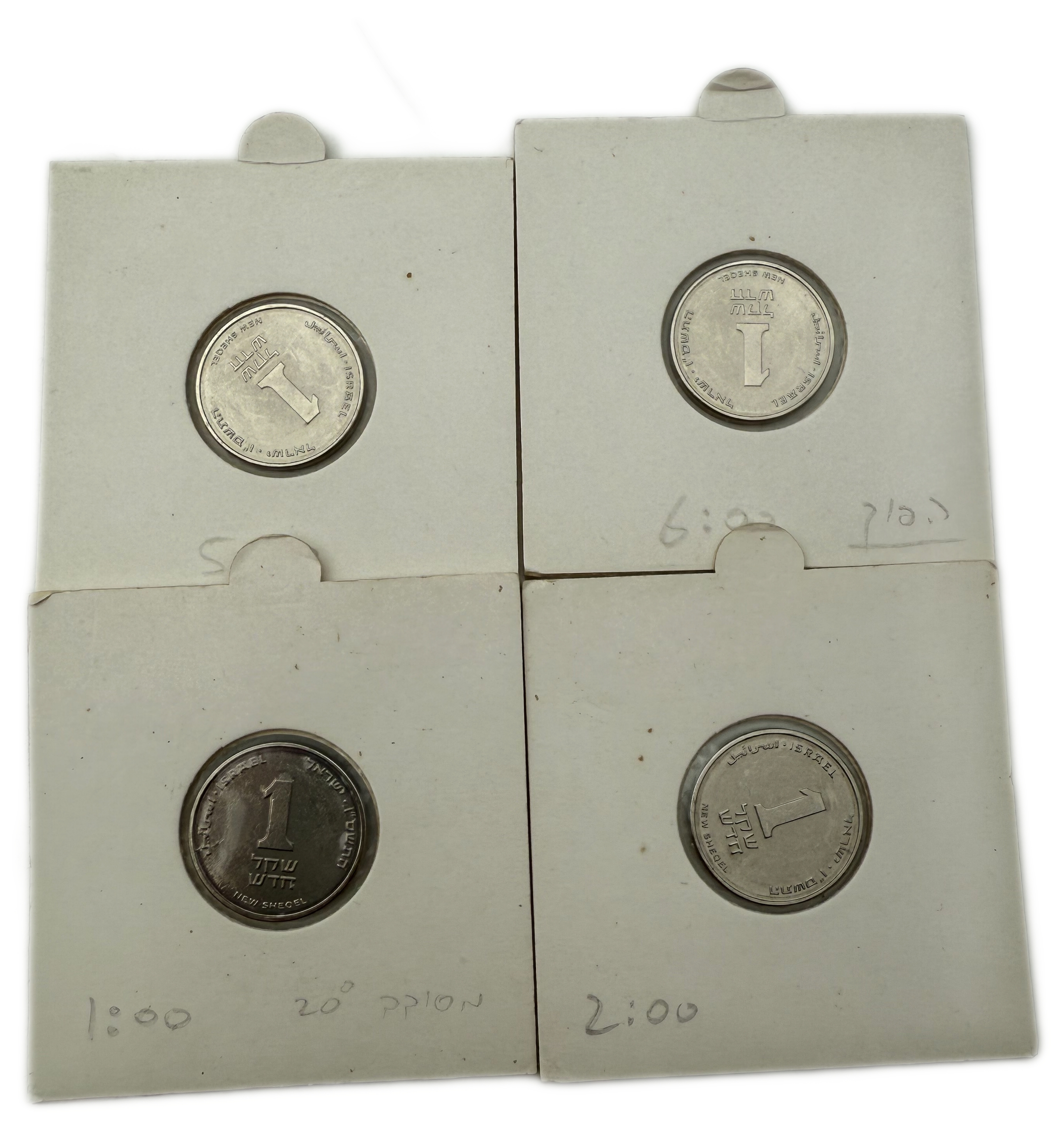 Israel - Lot of 12 Error coins, 1 Shekel 2006 - "New shekel" - rotaded reverse". - 1 4