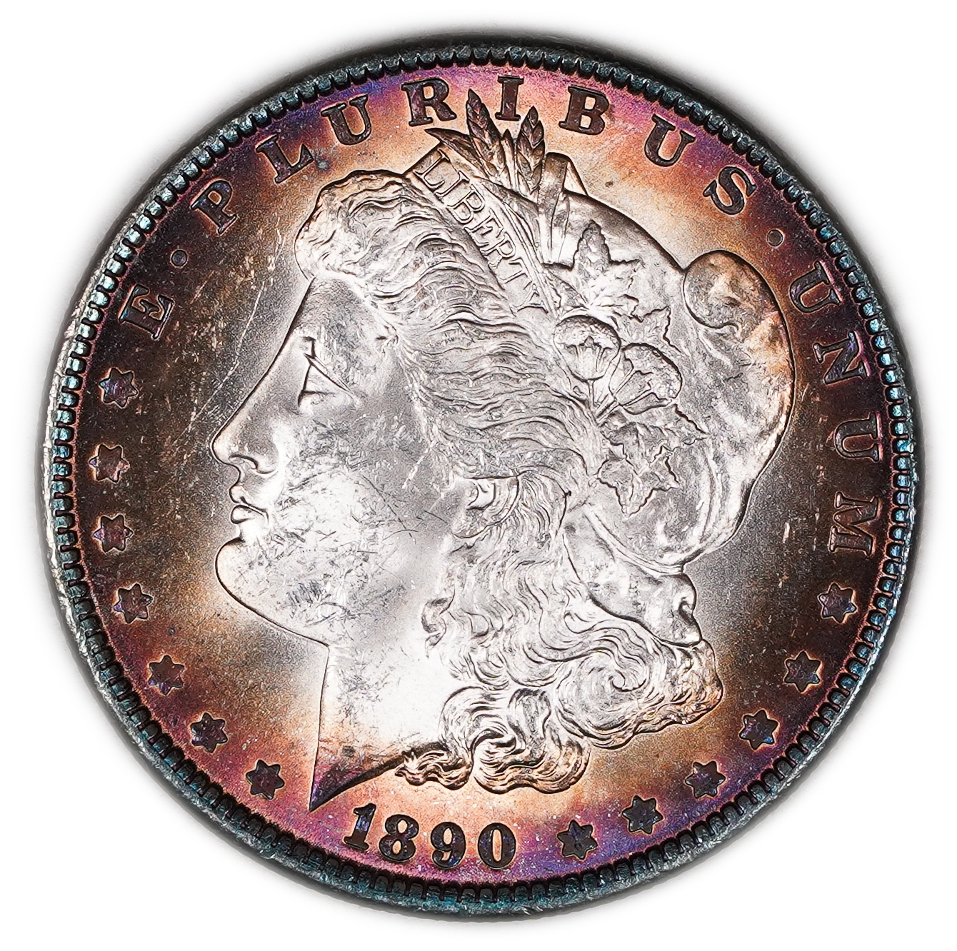 USA - 1 Morgan Dollar 1890 - UNC - 900 silver, 26.73g (net 24.05g, 0.77 oz), 38.1 mm. - 1 0