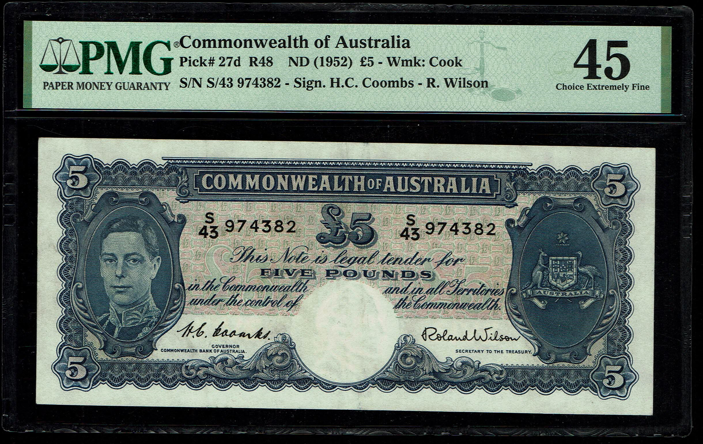 Australia - 5 Pounds 1952 - George VI - PMG 45 - 1 0