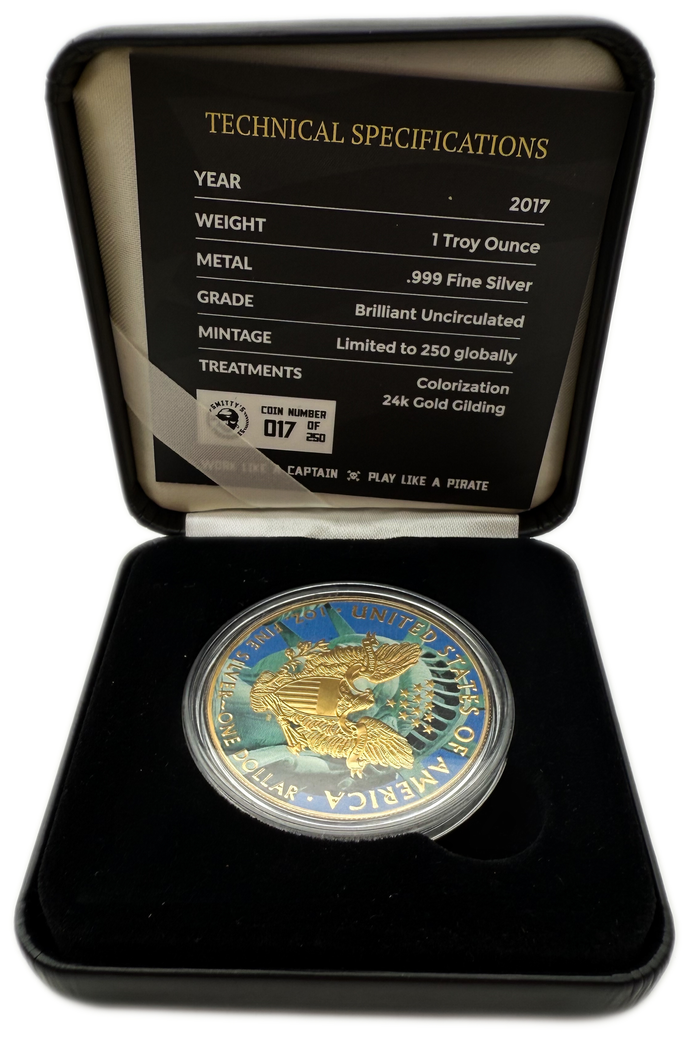 USA - 1 Dollar 2017 - The Great Seal Of The State Of New York - Silver 999, 31.1g - 250 Mintage - 1 5