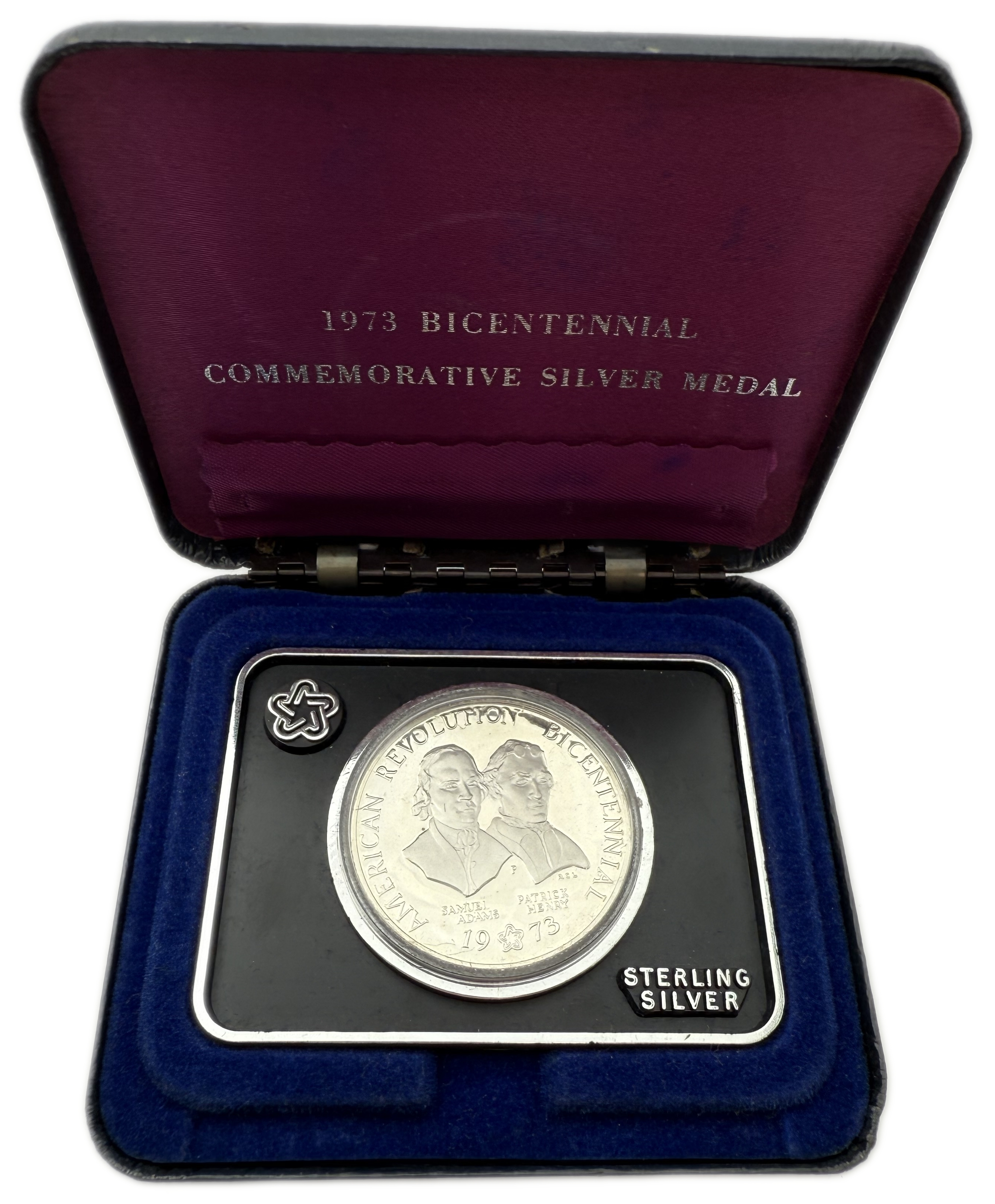 USA - American Revolution Bicentennial Samuel Adams and Patrick Henry 1973 - Silver 925, 30.8g (net 28.49g, 0.916 ... - 1 2