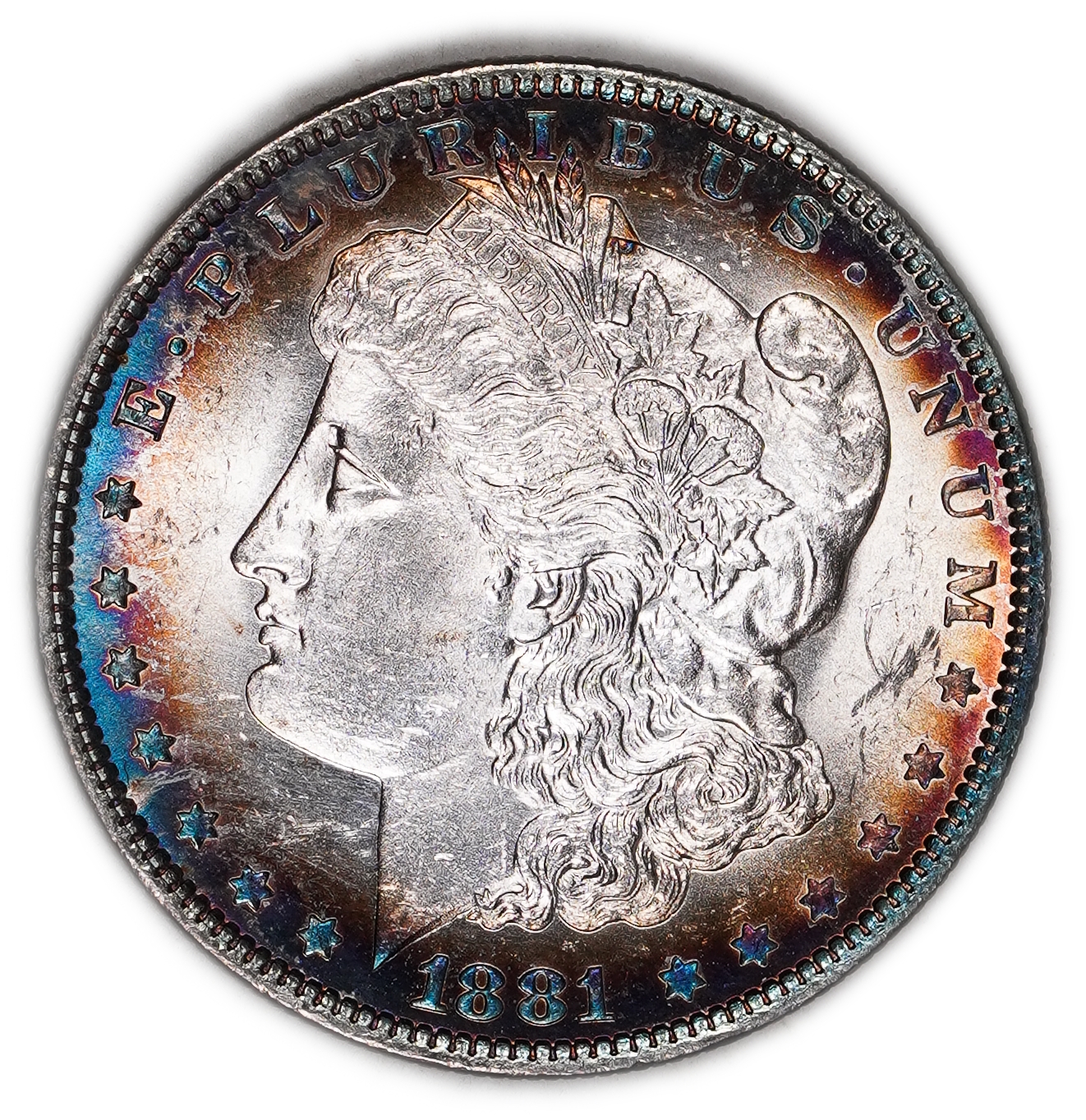 USA - 1 Morgan Dollar 1881 O - UNC - 900 silver, 26.73g (net 24.05g, 0.77 oz), 38.1 mm. - 1 0