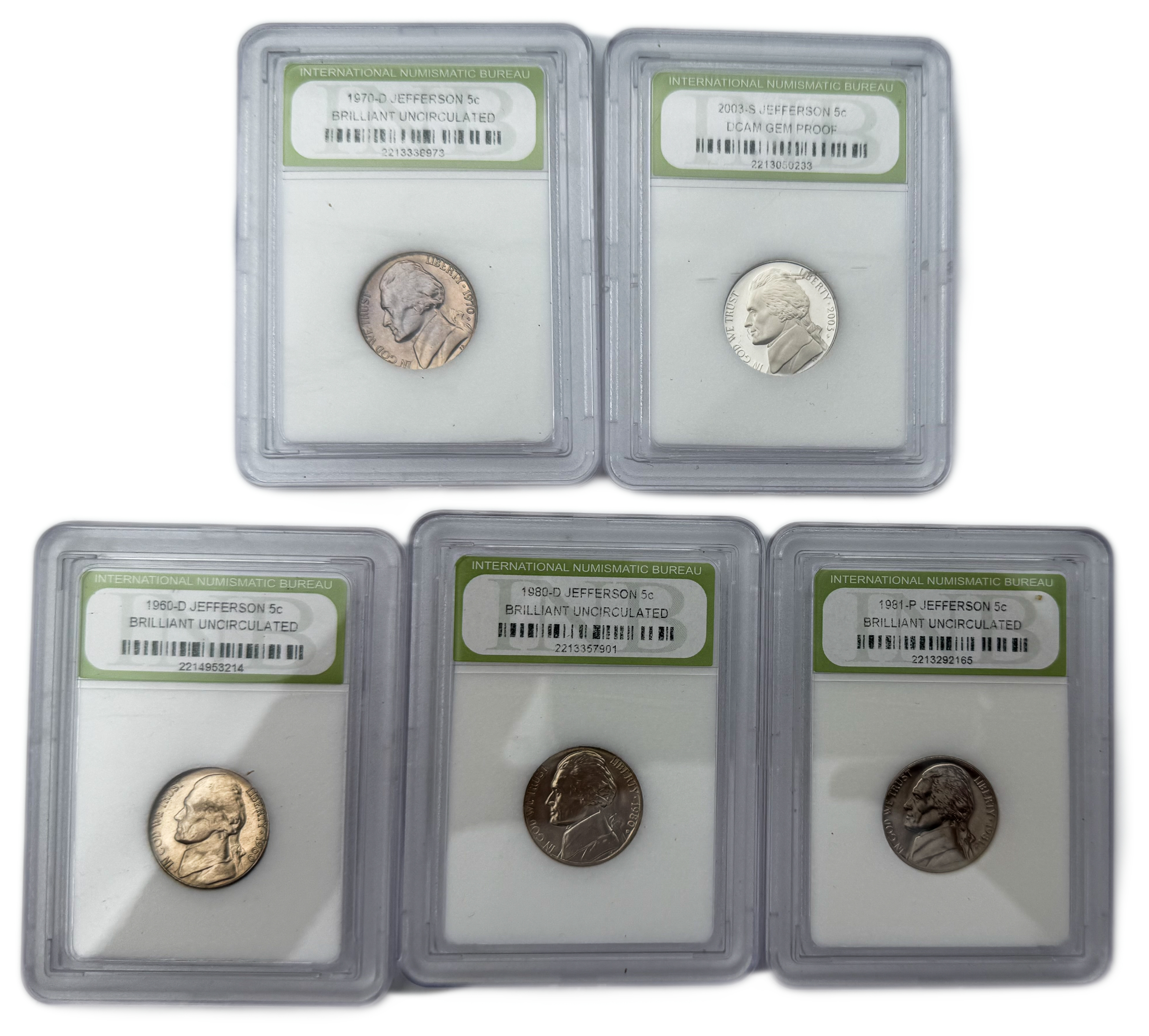 USA - Set of 10 5 cent coins from 1960, 1970, 1980, 1981 2001, 2003, 2007, 2015 varying conditions and dates in ... - 1 3