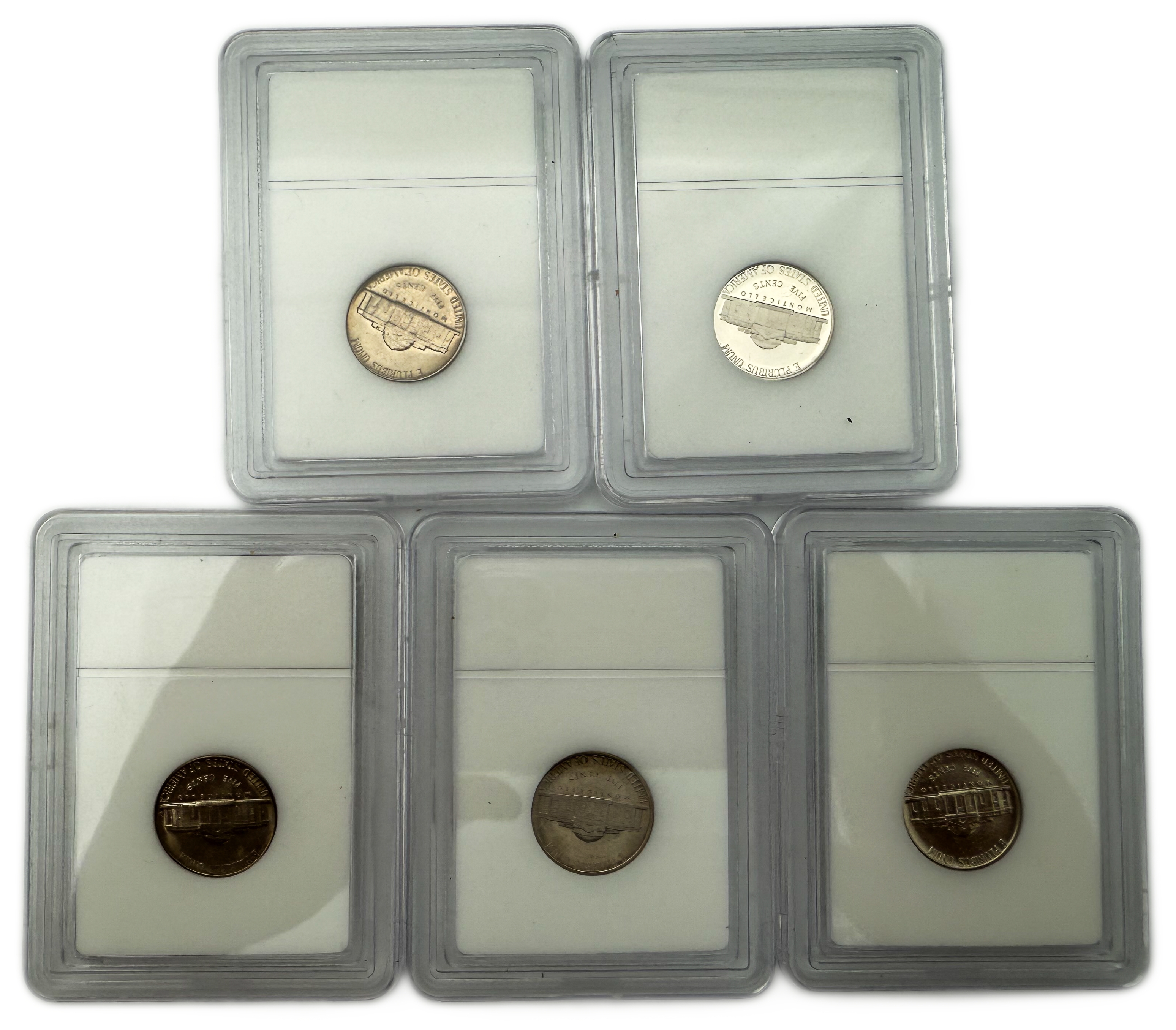 USA - Set of 10 5 cent coins from 1960, 1970, 1980, 1981 2001, 2003, 2007, 2015 varying conditions and dates in ... - 1 4