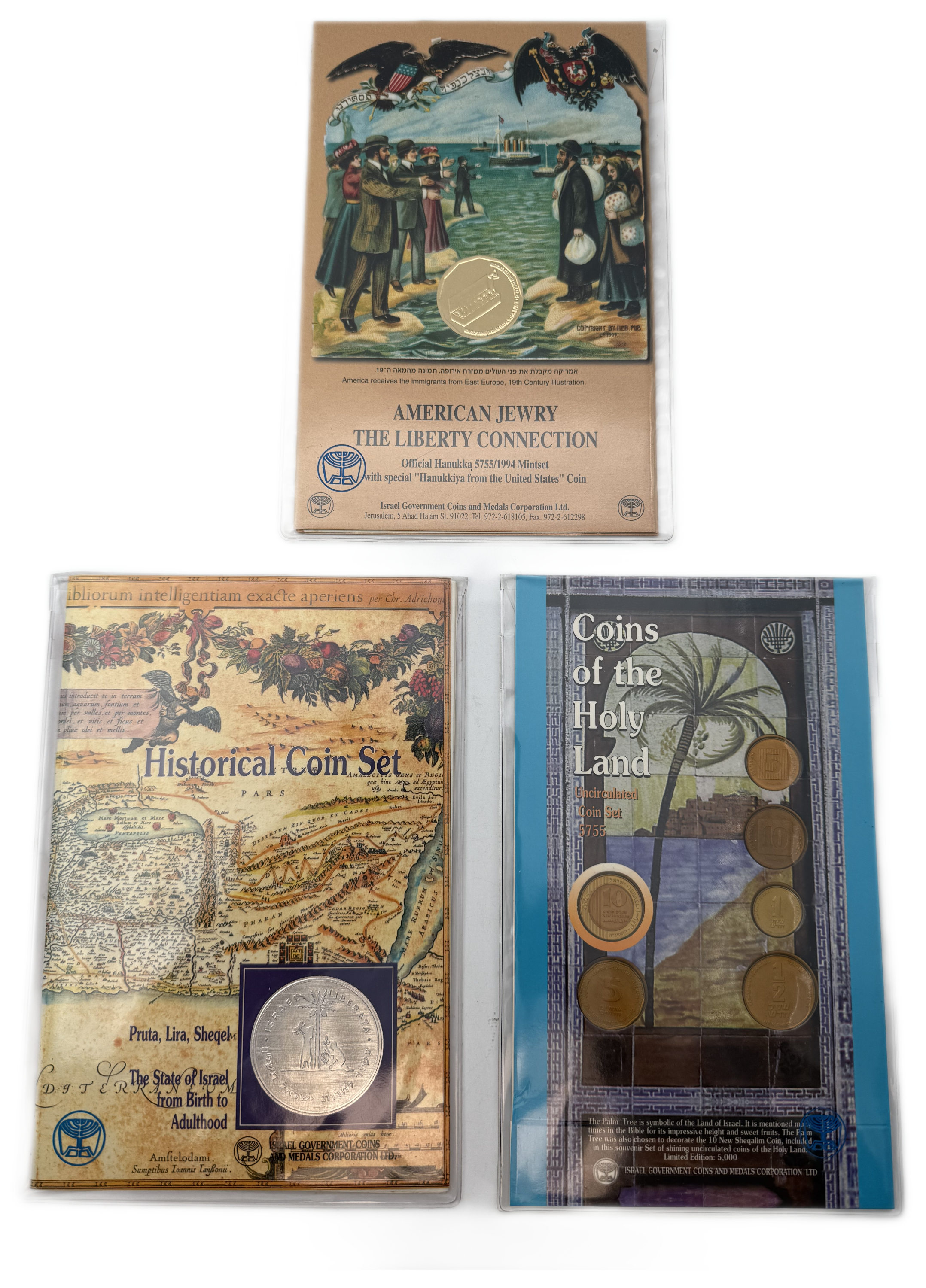Israel - Set of 3 Coin Sets, 1980'-1990', from the New Shekel Series - Published by the Government Coin and Medal ... - 1 1