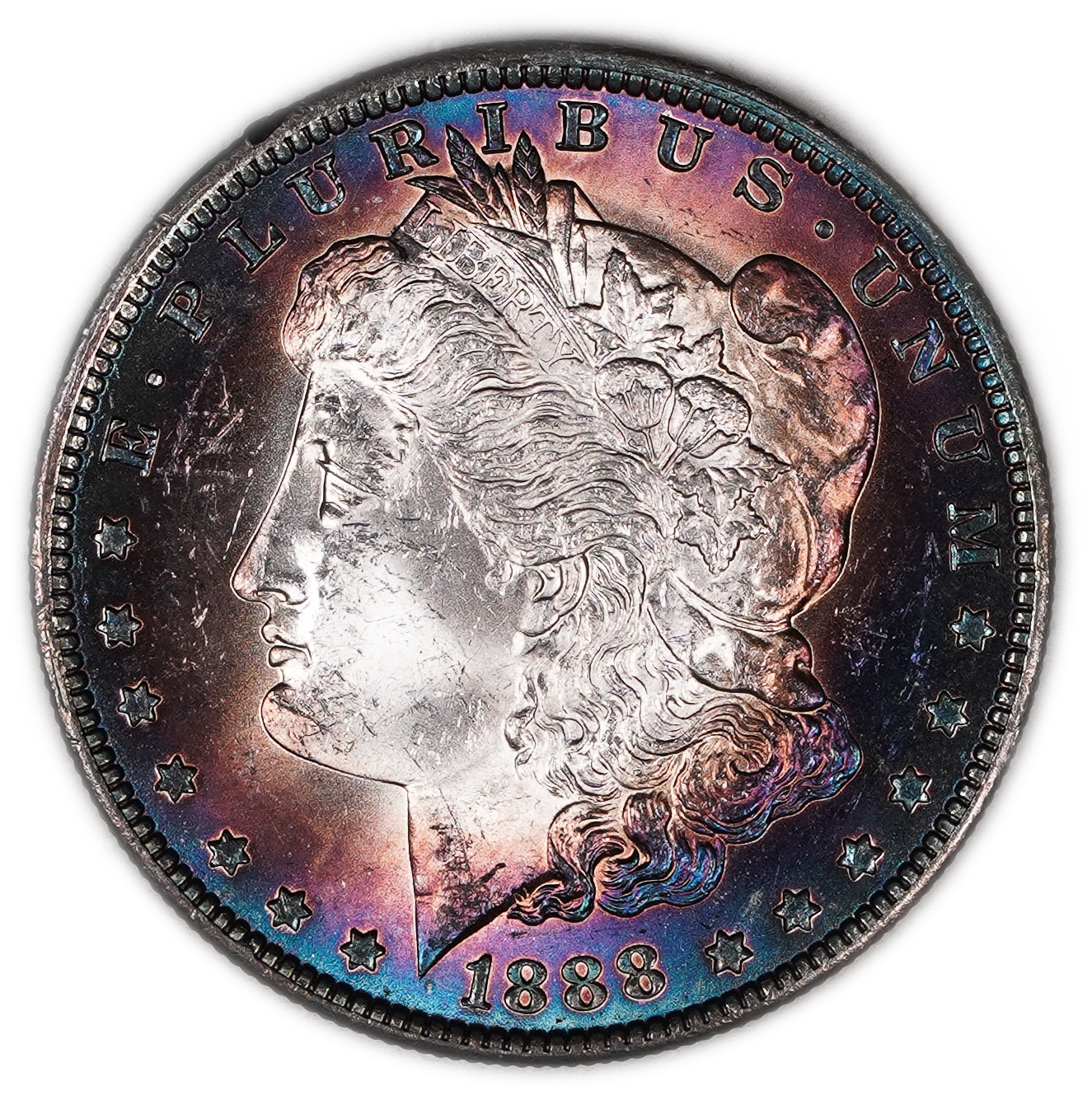 USA - 1 Morgan Dollar 1888 O - UNC Condition - 900 silver, 26.73g (net 24.05g, 0.77 oz), 38.1 mm. - 1 0