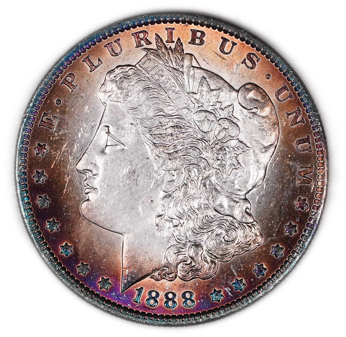 USA - 1 Morgan Dollar 1888 O - UNC Condition - 900 silver, 26.73g (net 24.05g, 0.77 oz), 38.1 mm. - 1 0