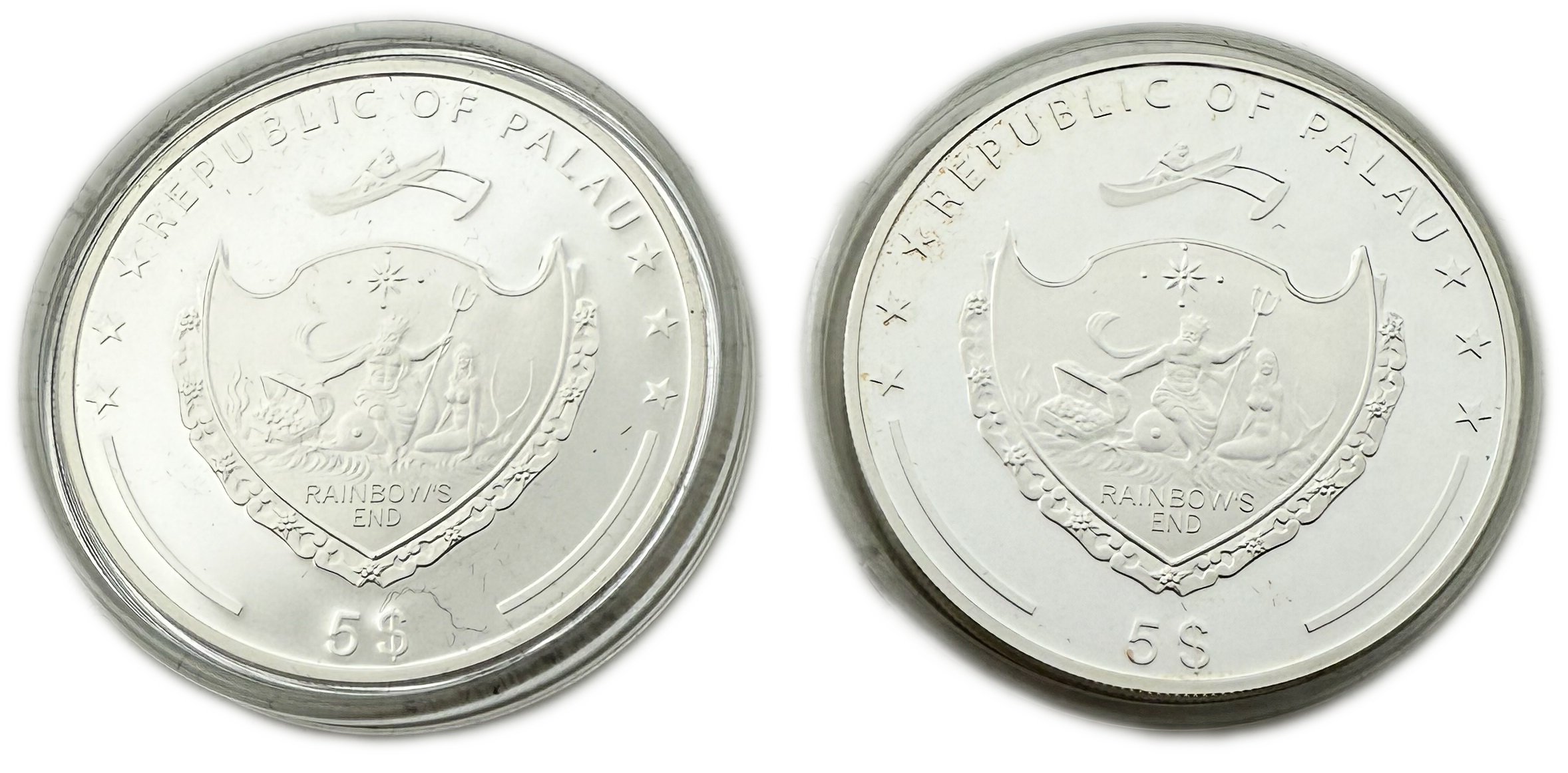 Palau - 5 Dollars 2012 - Year of the Dragon - Silver 999, 31.1g (Total NET 62.2g, 2 OZ), 40mm - 1 2