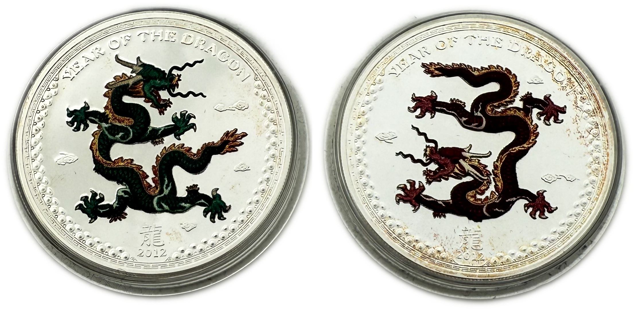 Palau - 5 Dollars 2012 - Year of the Dragon - Silver 999, 31.1g (Total NET 62.2g, 2 OZ), 40mm - 1 1