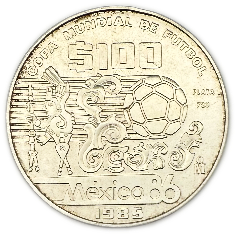Mexico - 100 Dollars 1985 - Silver 720, 31.1g (NET 22.39g, 0.72 OZ), 37.5mm - 1 0