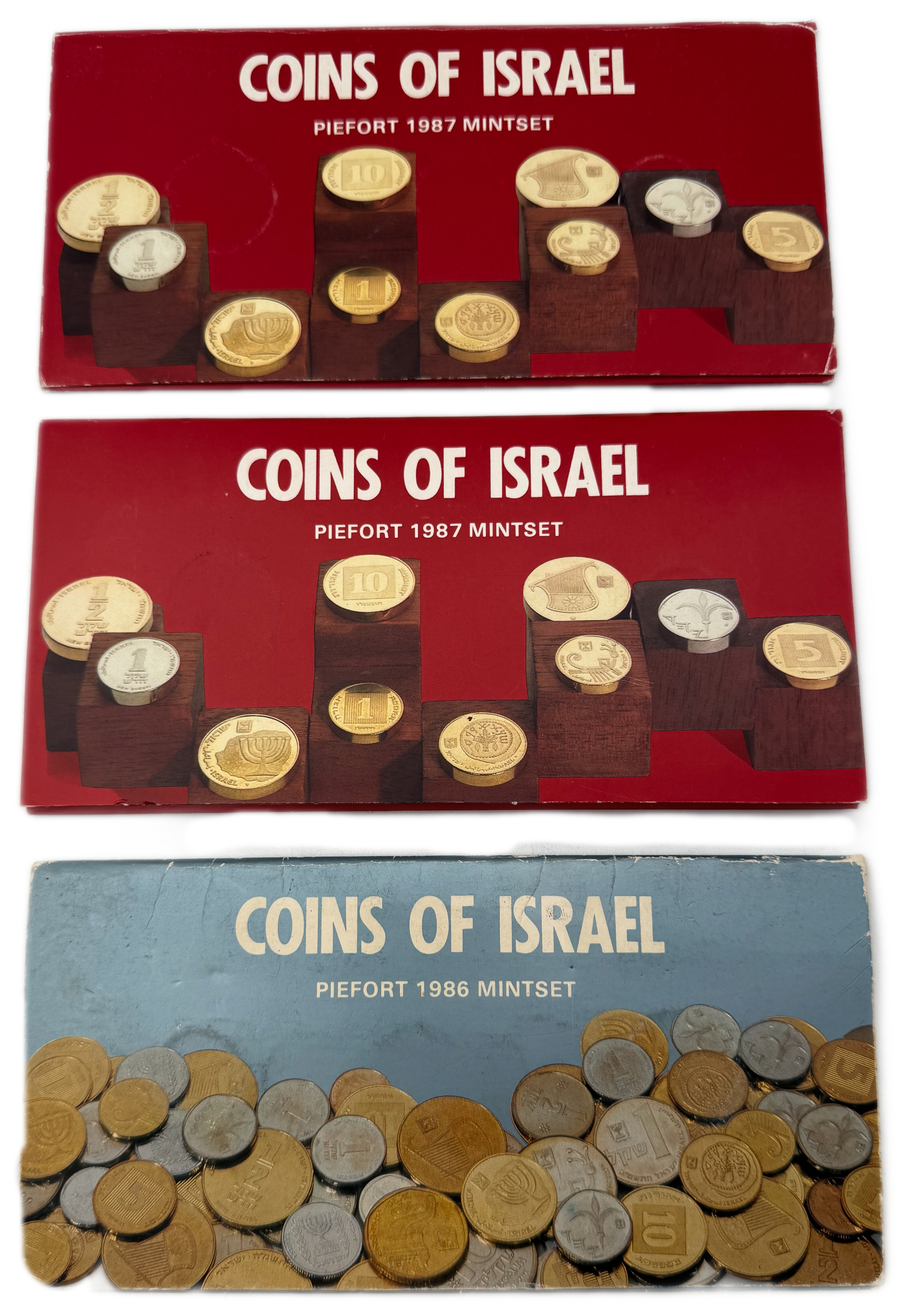 Israel - Set of 6 Coin Sets, 1980'-1990', New Shekel Series, Double Thickness - Issued by the Government Coin and ... - 1 4