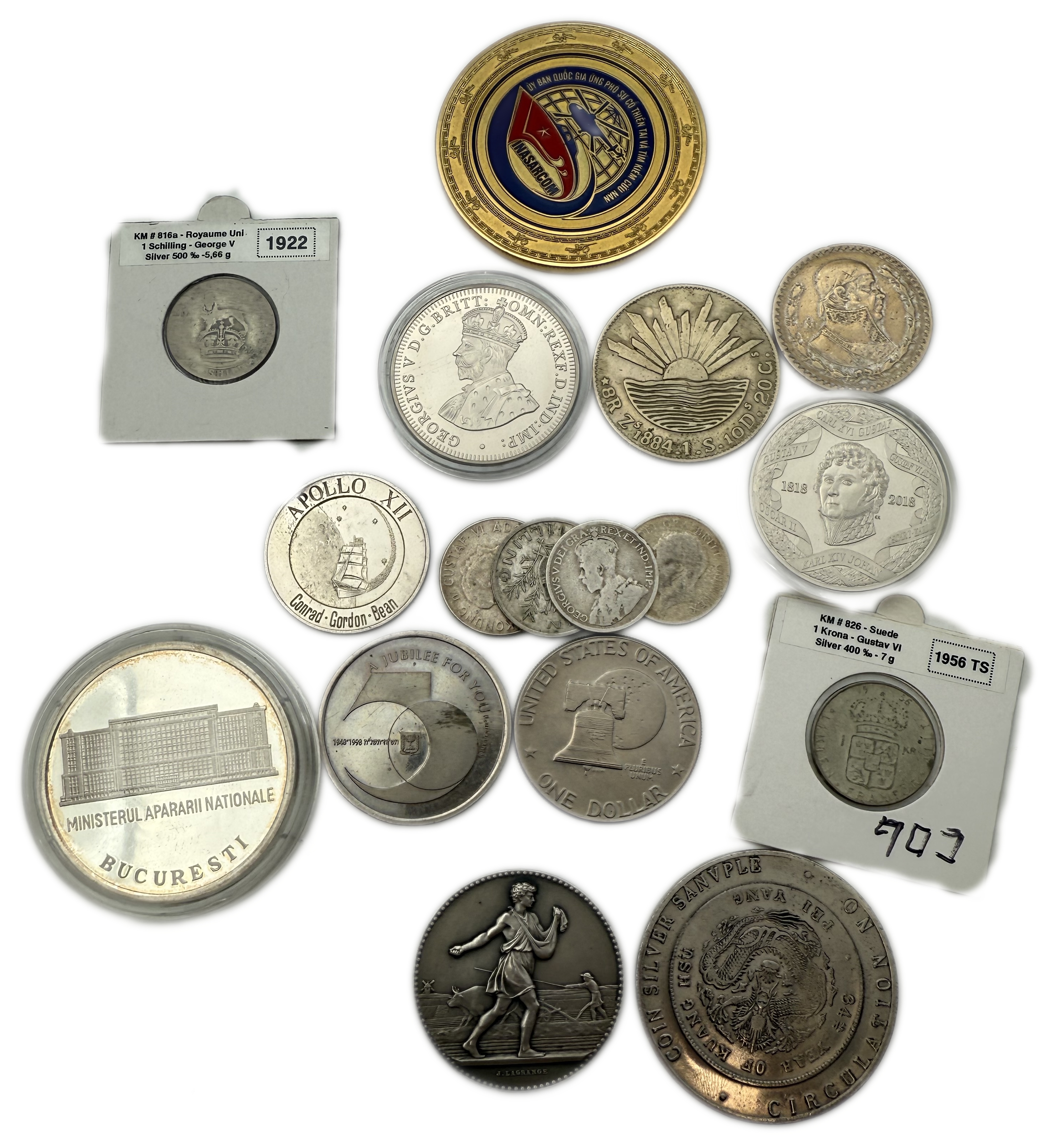 World - Collection of 17 different coins and medals, various countries, conditions and metals - 1 0