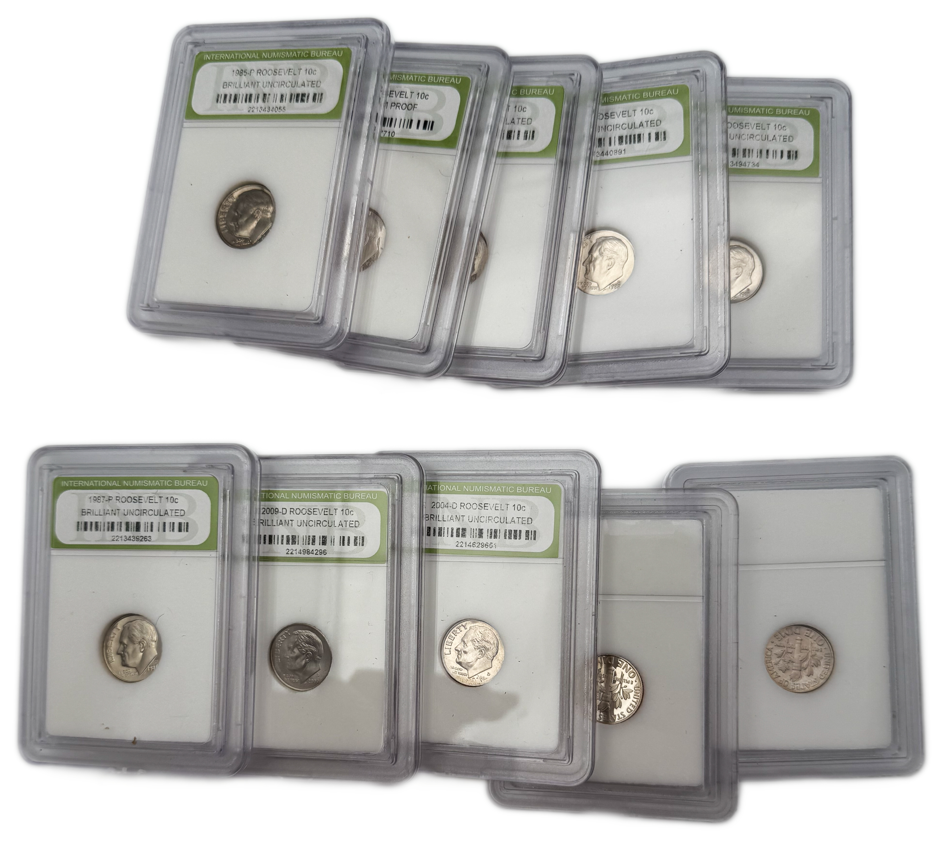 USA - Set of 10 10 cent coins from 1978, 1981, 1985, 1987, 1988, 1999, 2004, 2009 varying conditions and dates in ... - 1 0