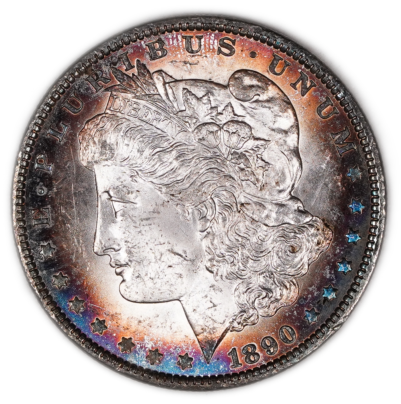 USA - 1 Morgan Dollar 1890 - UNC - 900 silver, 26.73g (net 24.05g, 0.77 oz), 38.1 mm. - 1 0