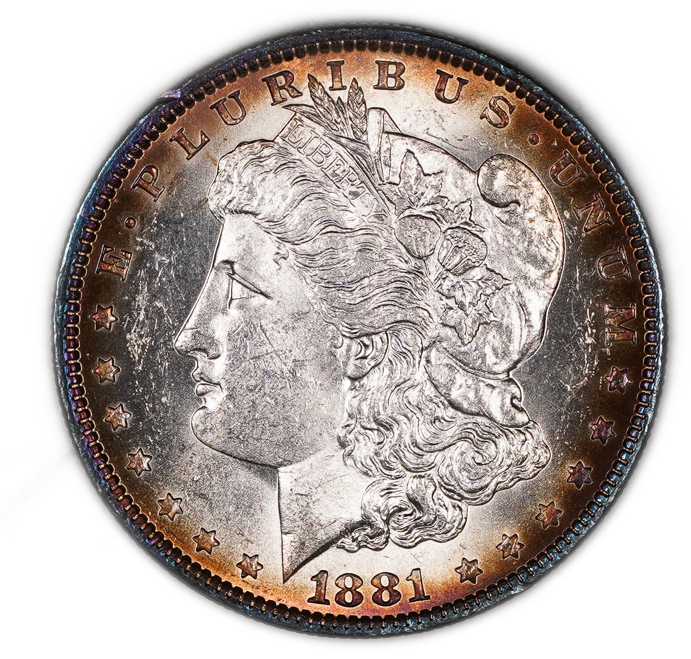 USA - 1 Morgan Dollar 1881 O - UNC - 900 silver, 26.73g (net 24.05g, 0.77 oz), 38.1 mm. - 1 0