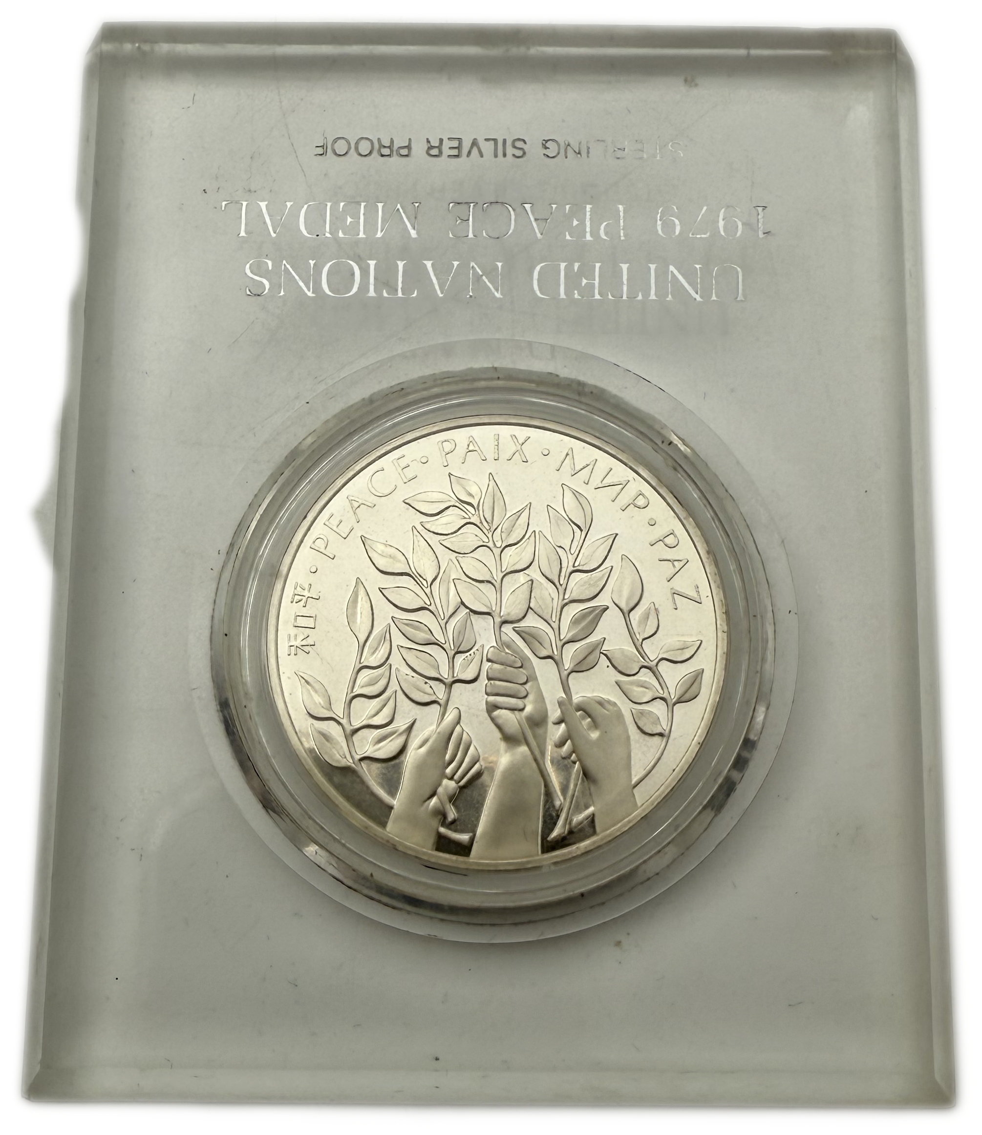 USA - "United Nations Peace Silver Medal" 1979 - Silver 925, 24.51g (net 22.67g, 0.79 oz) - 1 1