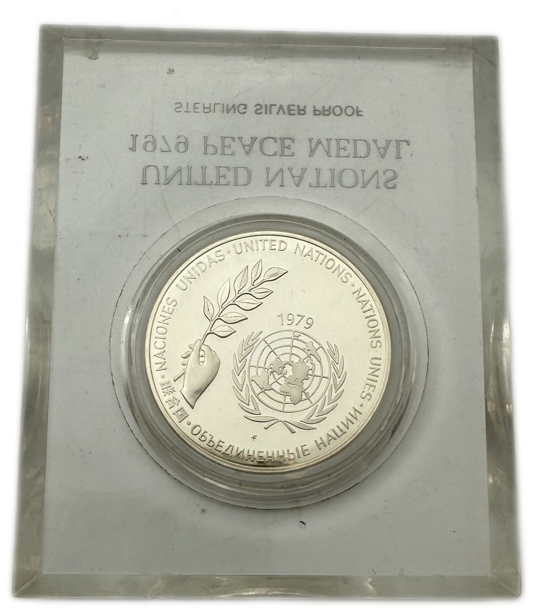 USA - "United Nations Peace Silver Medal" 1979 - Silver 925, 24.51g (net 22.67g, 0.79 oz) - 1 0