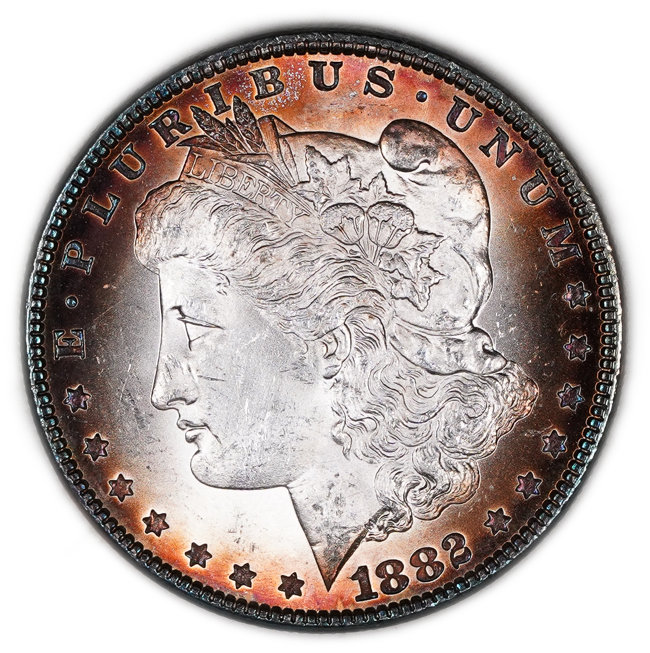 USA - 1 Morgan Dollar 1882 - UNC - 900 silver, 26.73g (net 24.05g, 0.77 oz), 38.1 mm. - 1 0