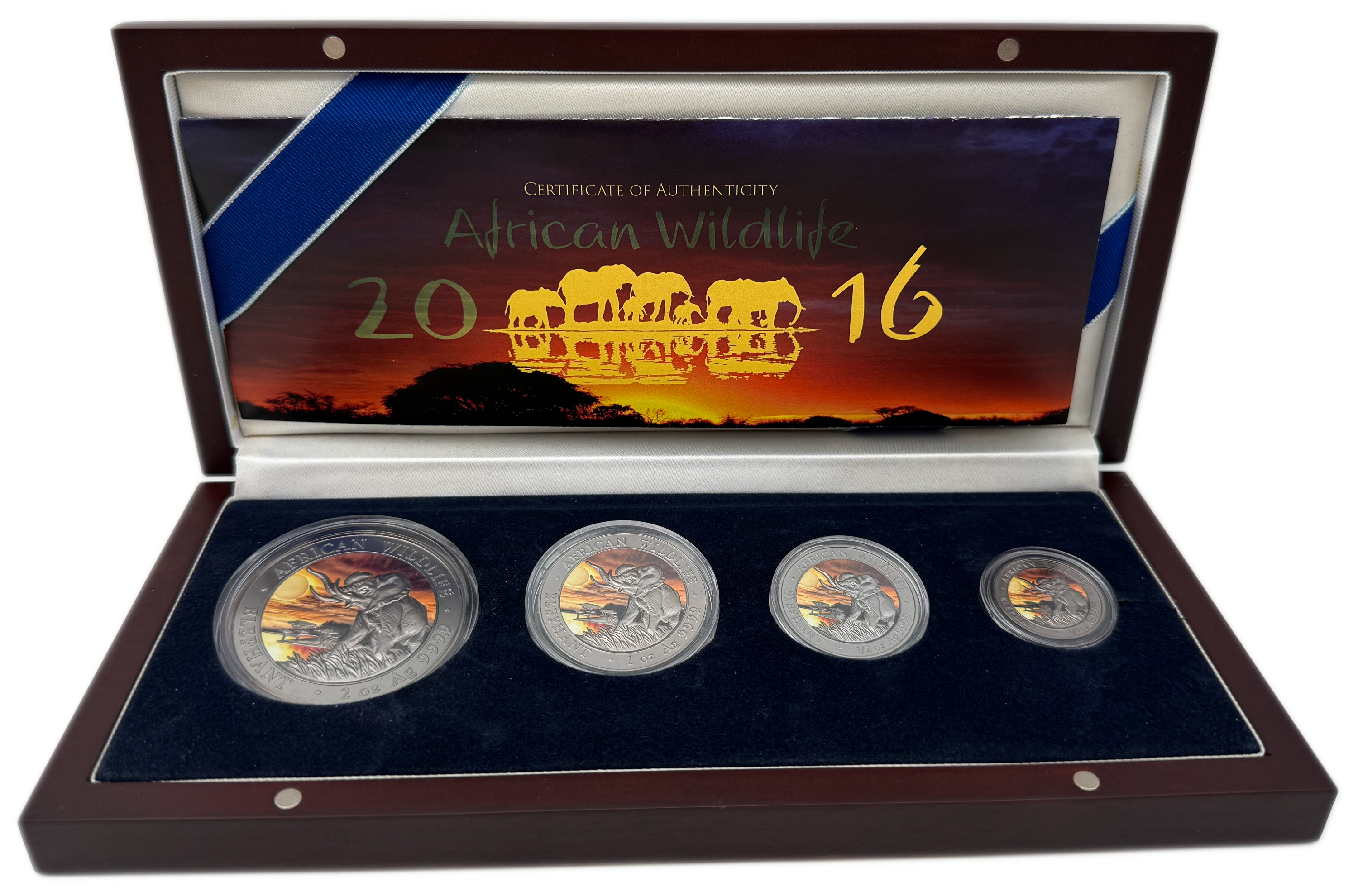 Somalia - 25, 50, 100 & 200 Shilling 2016 African Somalia Wildlife Sunset Set - (Rutehnium Colour) - 1/4 oz - 2 oz ... - 1 0