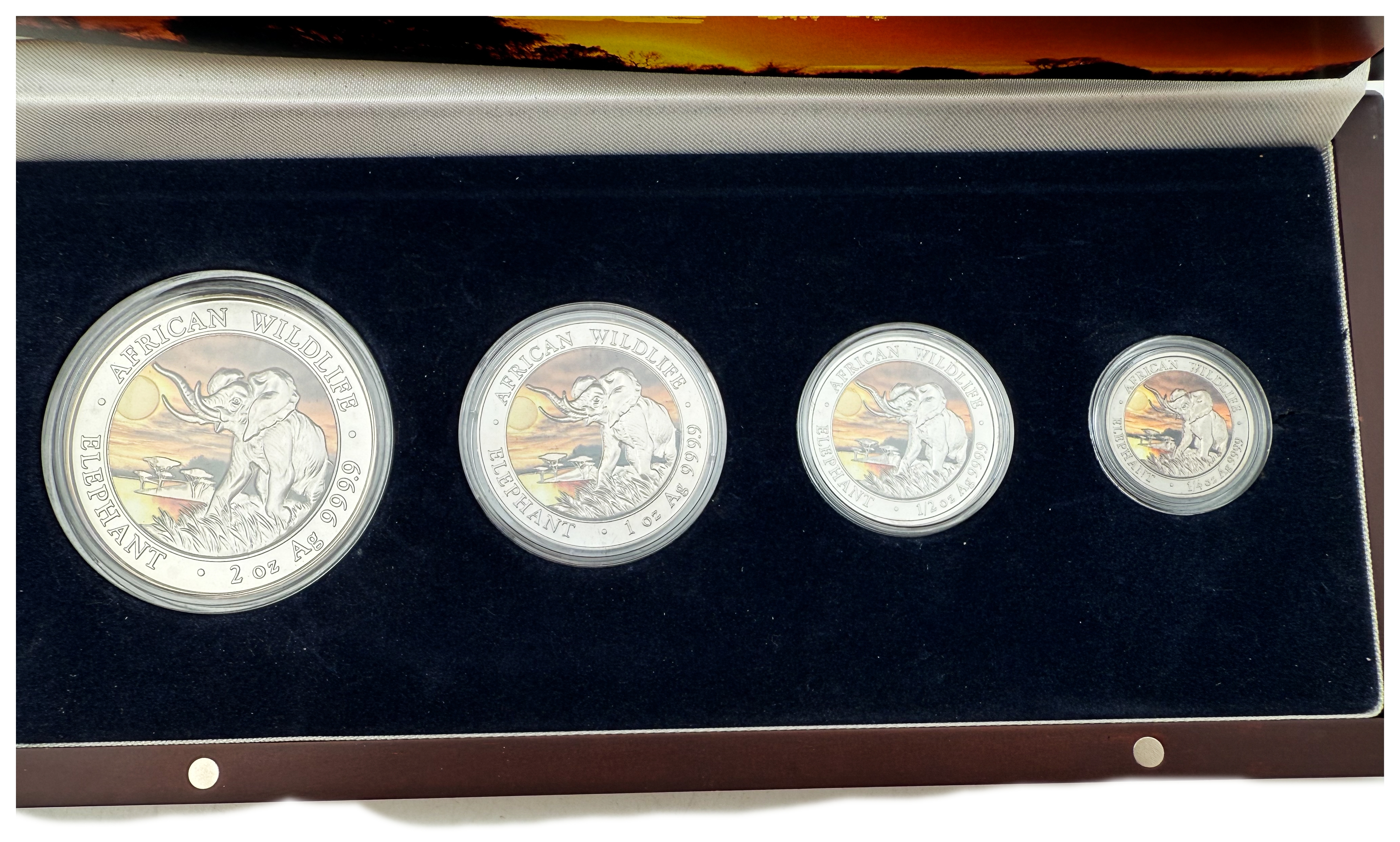 Somalia - 25, 50, 100 & 200 Shilling 2016 African Somalia Wildlife Sunset Set - (Rutehnium Colour) - 1/4 oz - 2 oz ... - 1 3