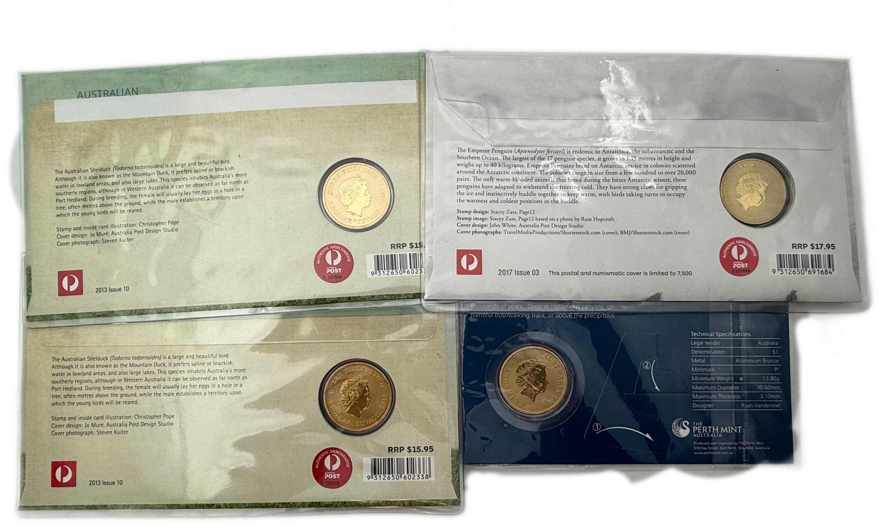 Tuvalu - Lot of 4 coins, 1 Dollar 2010, 2013, 2017 - 1 1