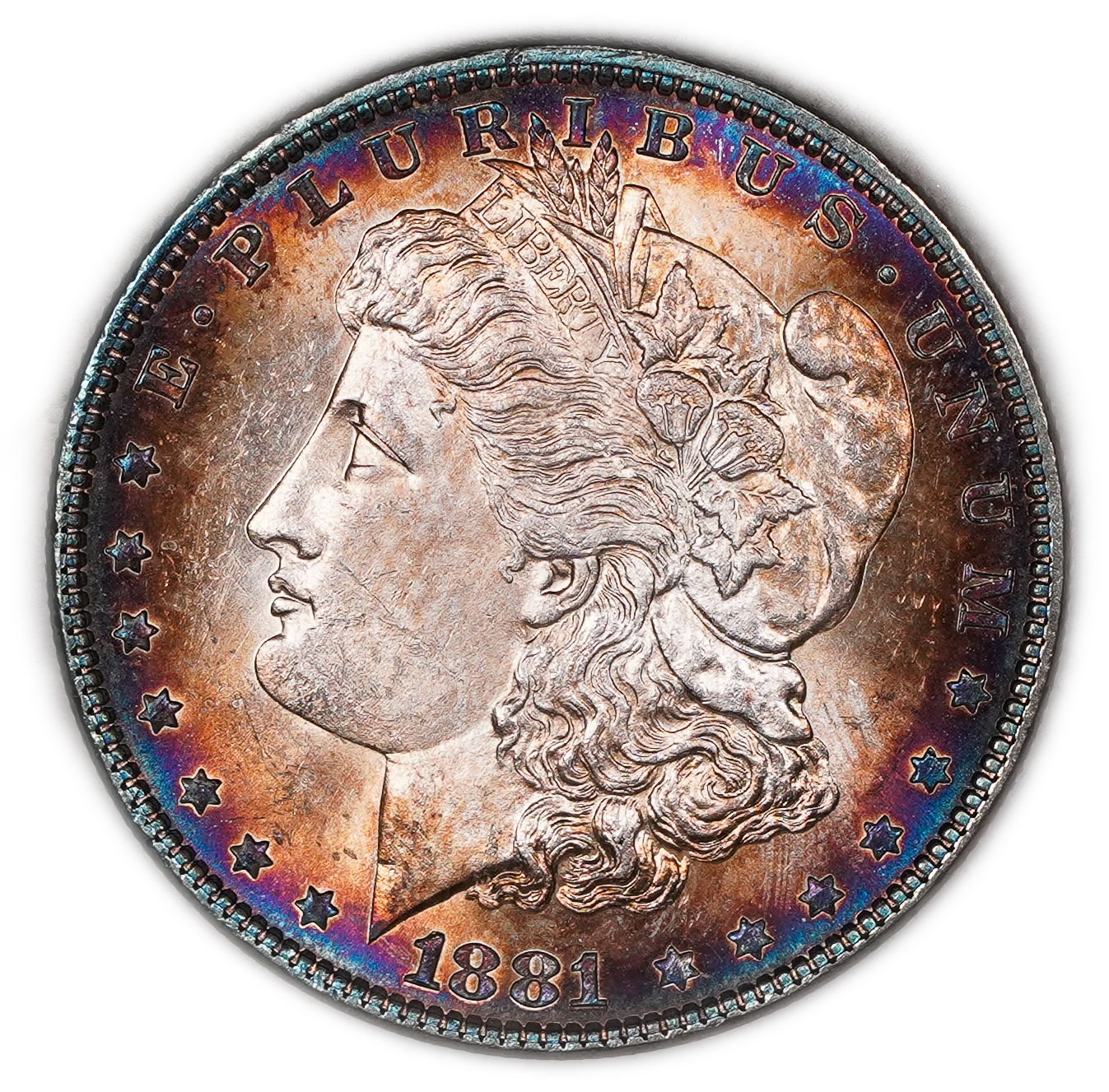USA - 1 Morgan Dollar 1881 - UNC - 900 silver, 26.73g (net 24.05g, 0.77 oz), 38.1 mm. - 1 0