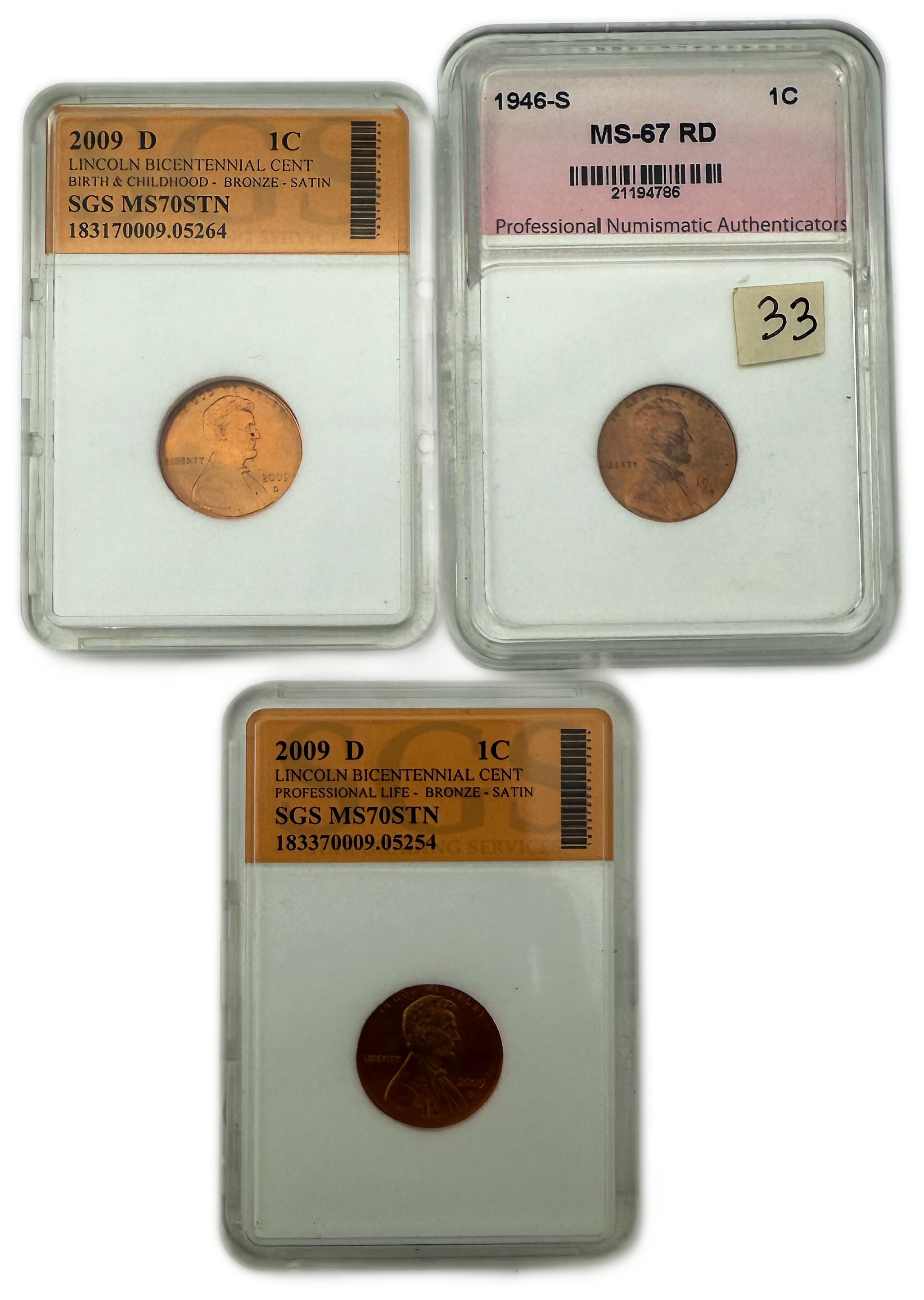 USA - Set of 14 1 cent coins from 1953, 1961, 1966, 1967, 1972, 1977, 1980, 1992, 2001, 2004, 2009, varying ... - 1 7