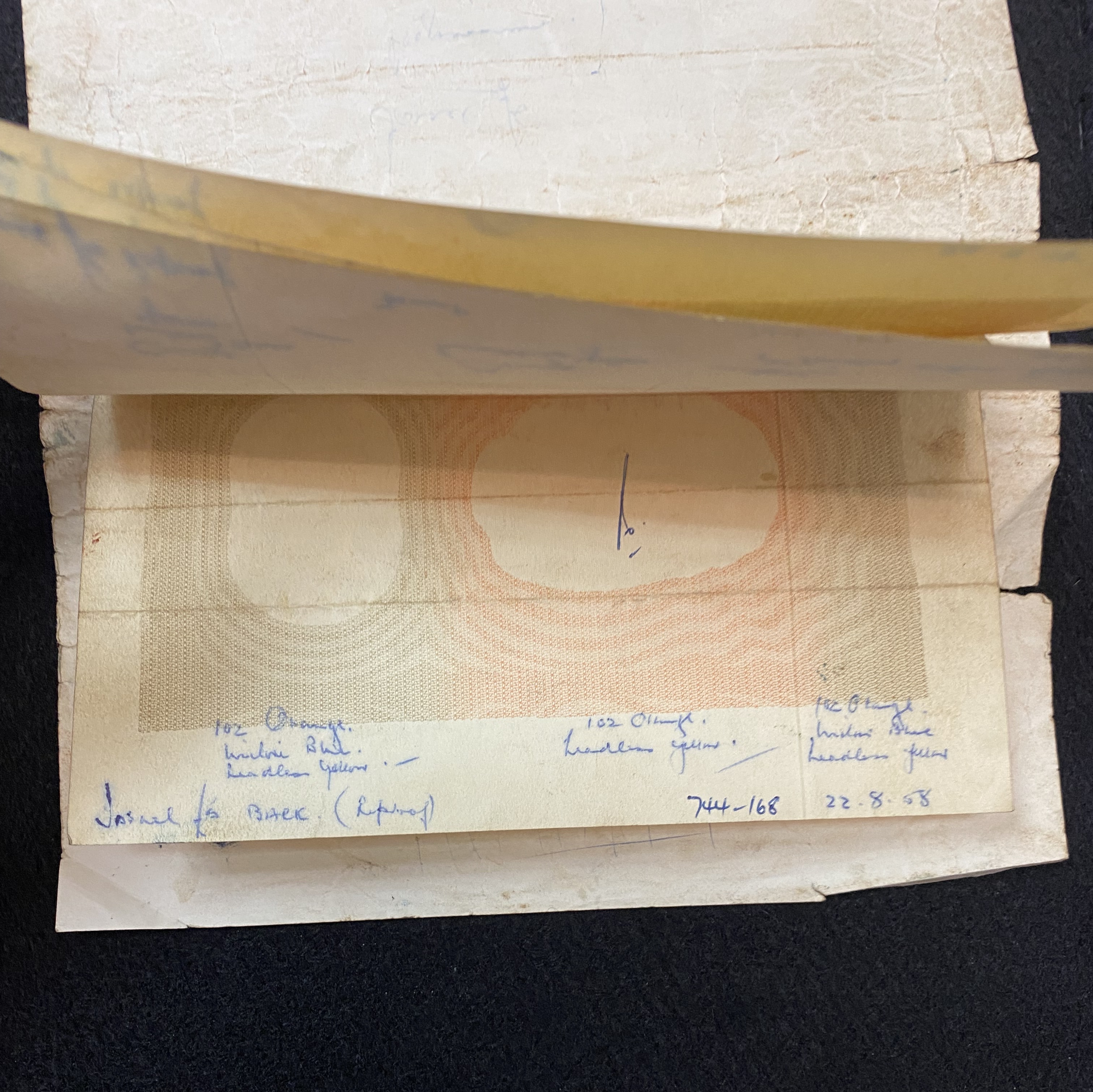 Israel - 5 Pounds (Lirot) 1958, An official notebook that bound 4 banknotes, Advanced Progressive Proof stages that ... - 1 4