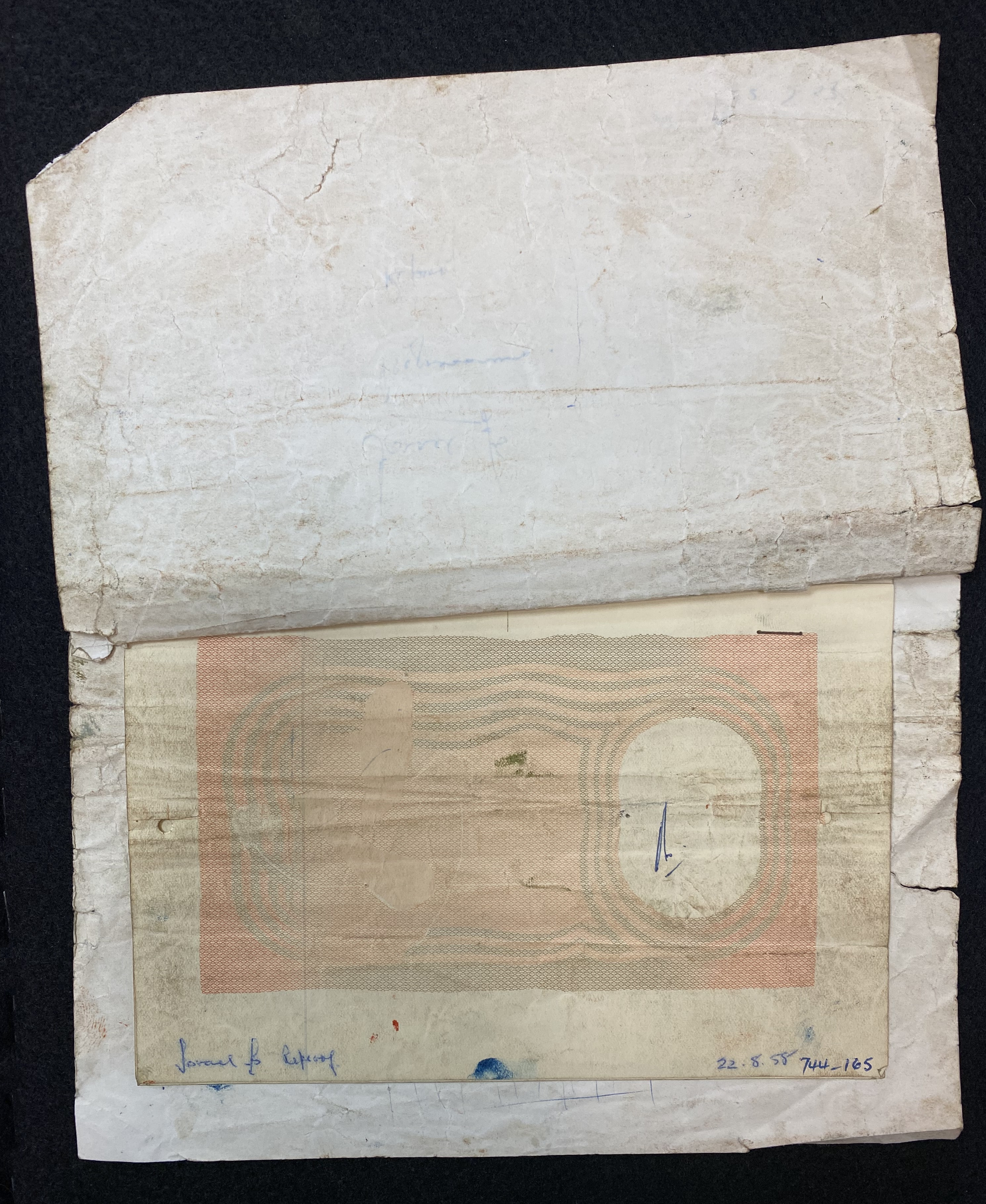 Israel - 5 Pounds (Lirot) 1958, An official notebook that bound 4 banknotes, Advanced Progressive Proof stages that ... - 1 1