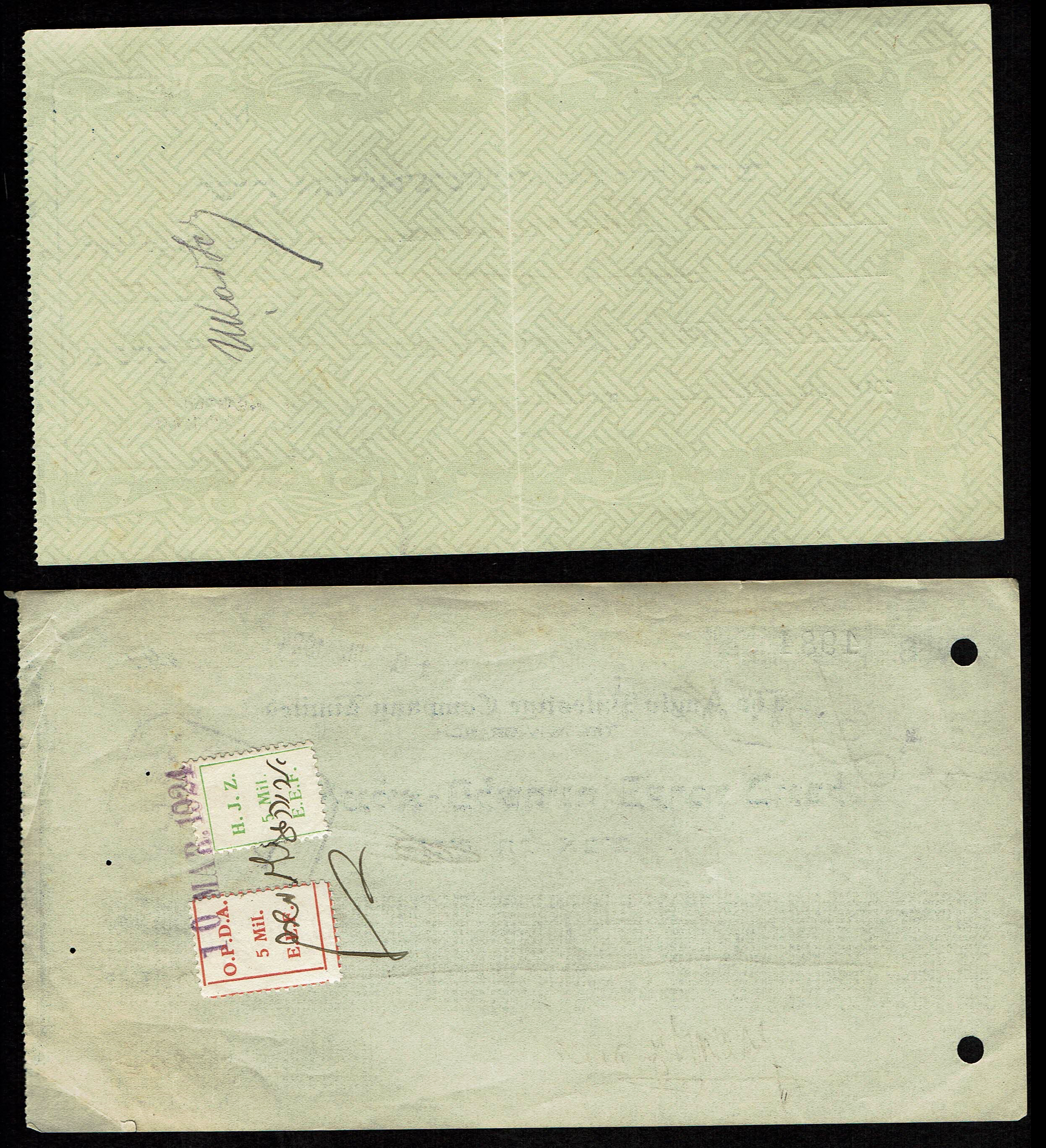Palestine - Collection of Five Checks and an Account Transfer Document of the Anglo-Palestine Company - Including ... - 1 6