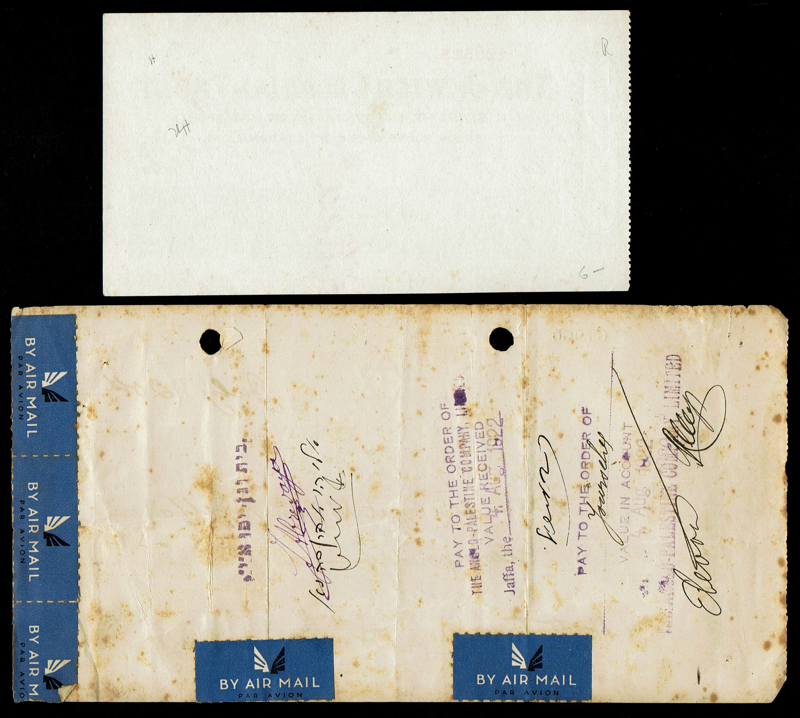 Palestine - Four Checks of the Jewish Colonial Trust (J.C.T) - Including a Rare Check Issued to the Beit Vegan ... - 1 2
