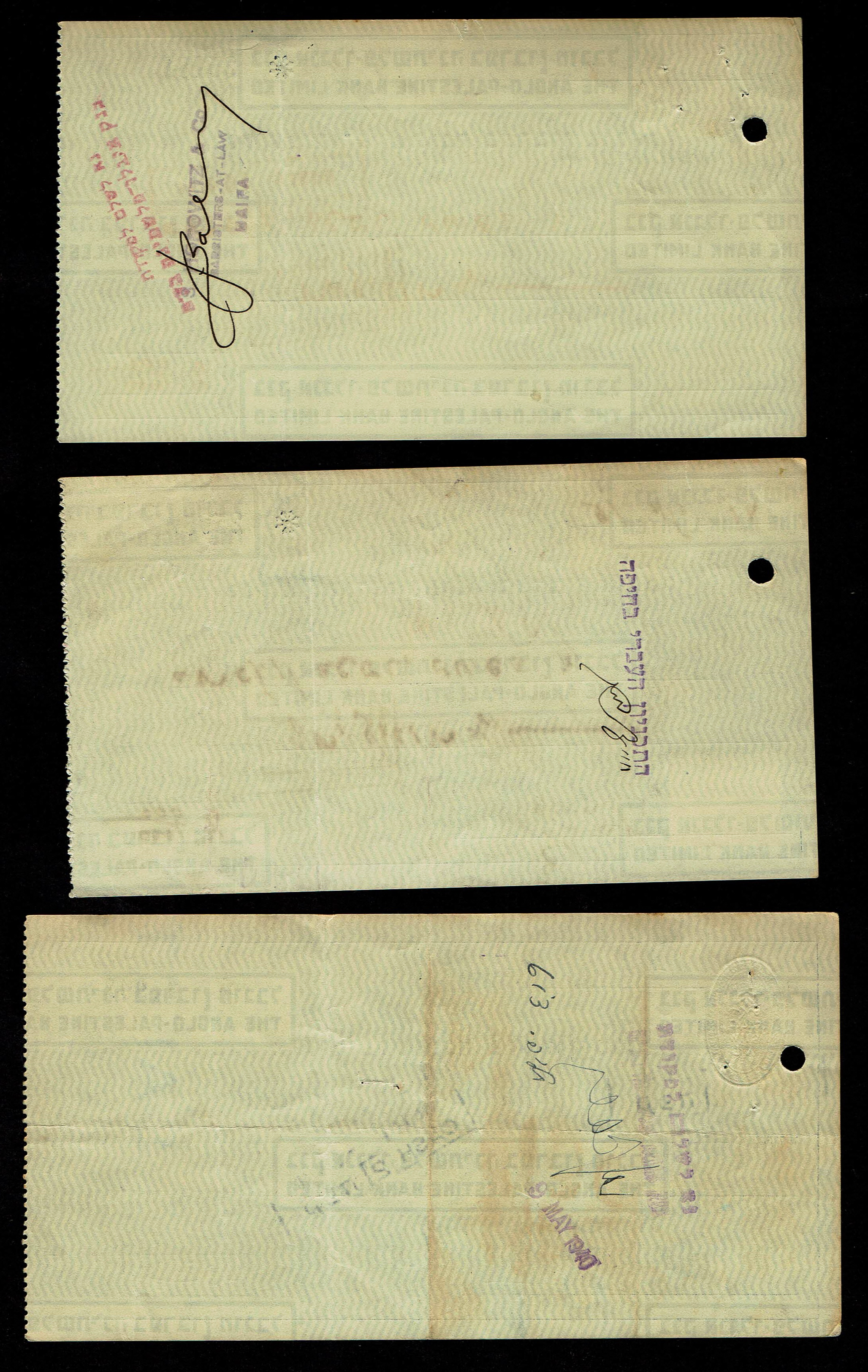 Palestine - 37 Hebrew Checks of the Anglo-Palestine Bank Ltd. - 1930s/40s - All Branches Across the Country - 1 4