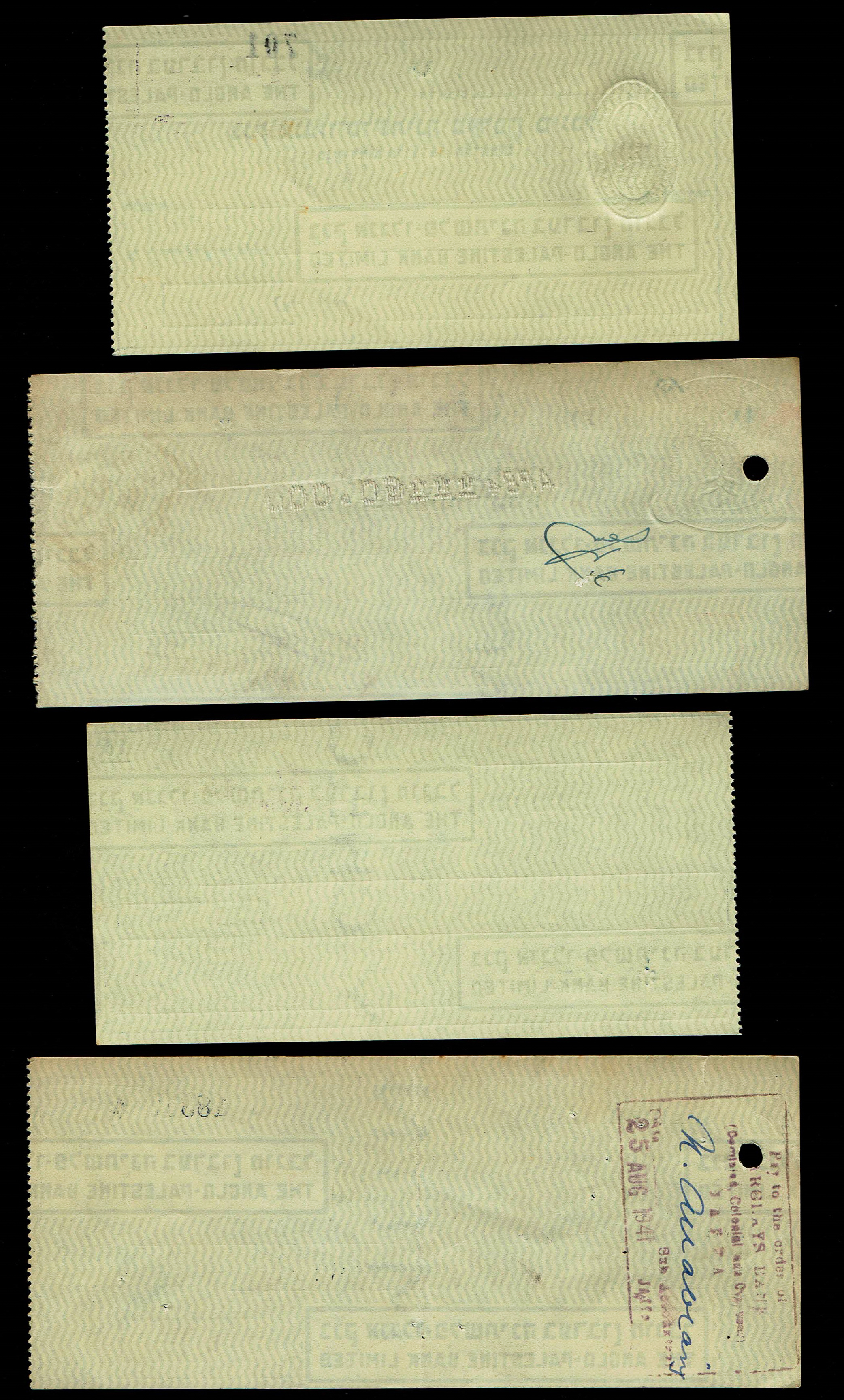 Palestine - 37 Hebrew Checks of the Anglo-Palestine Bank Ltd. - 1930s/40s - All Branches Across the Country - 1 6