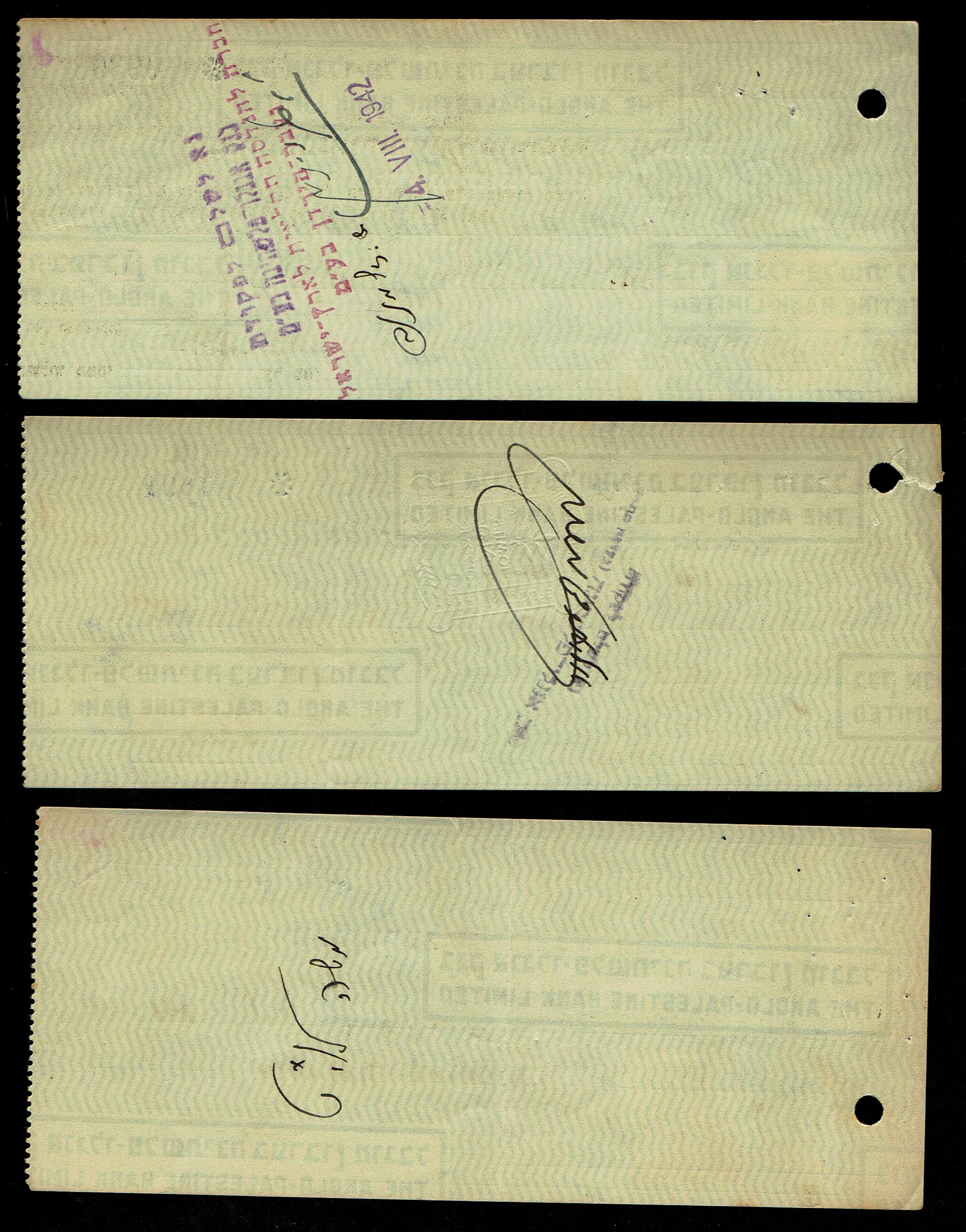 Palestine - 37 Hebrew Checks of the Anglo-Palestine Bank Ltd. - 1930s/40s - All Branches Across the Country - 1 16
