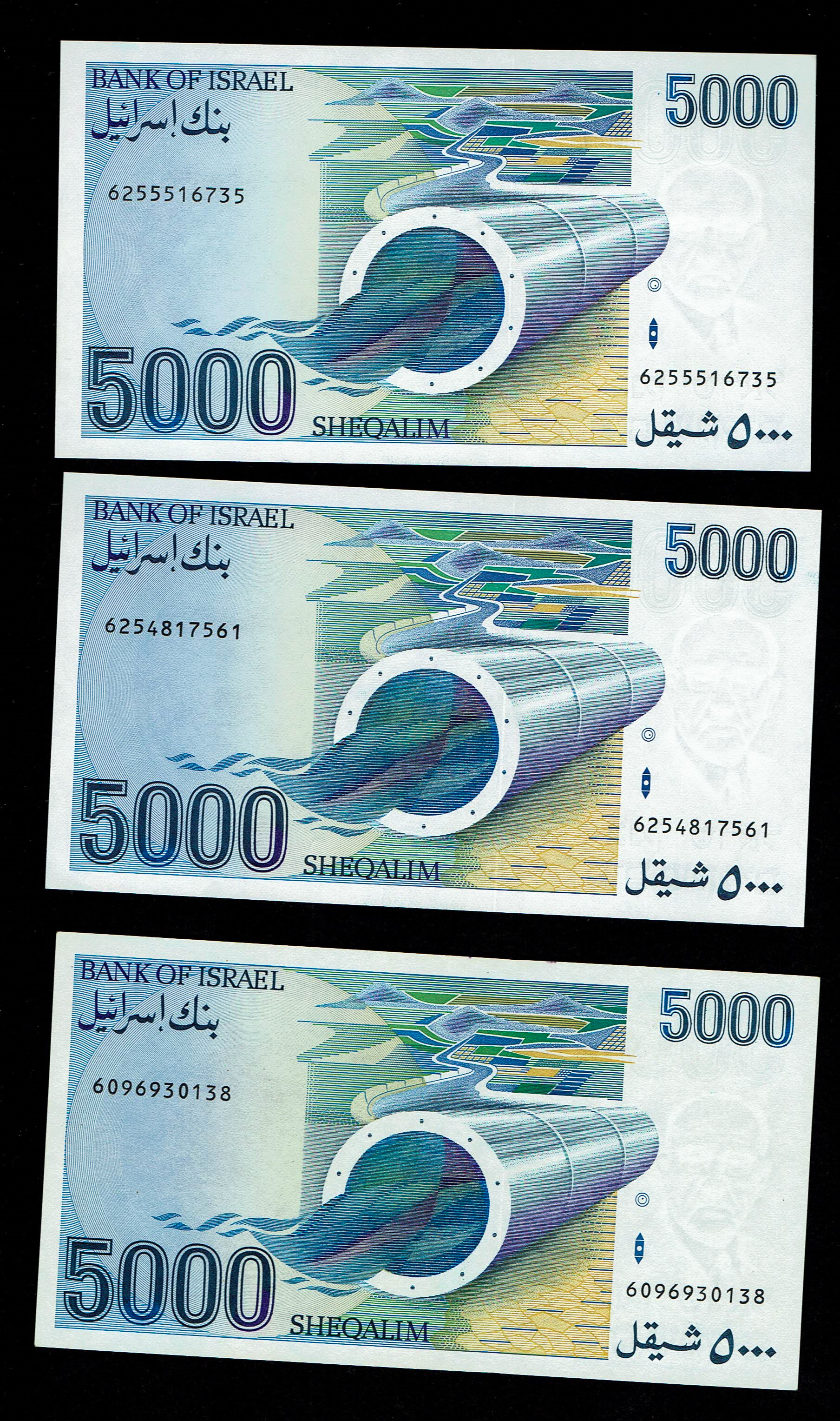 Israel - Large lot of 25 Banknotes of 1, 5 10, 50, 100, 500, 1,000, 5,000, 10,000 shekels 1978, 1982, 1983, 1984 - ... - 1 16