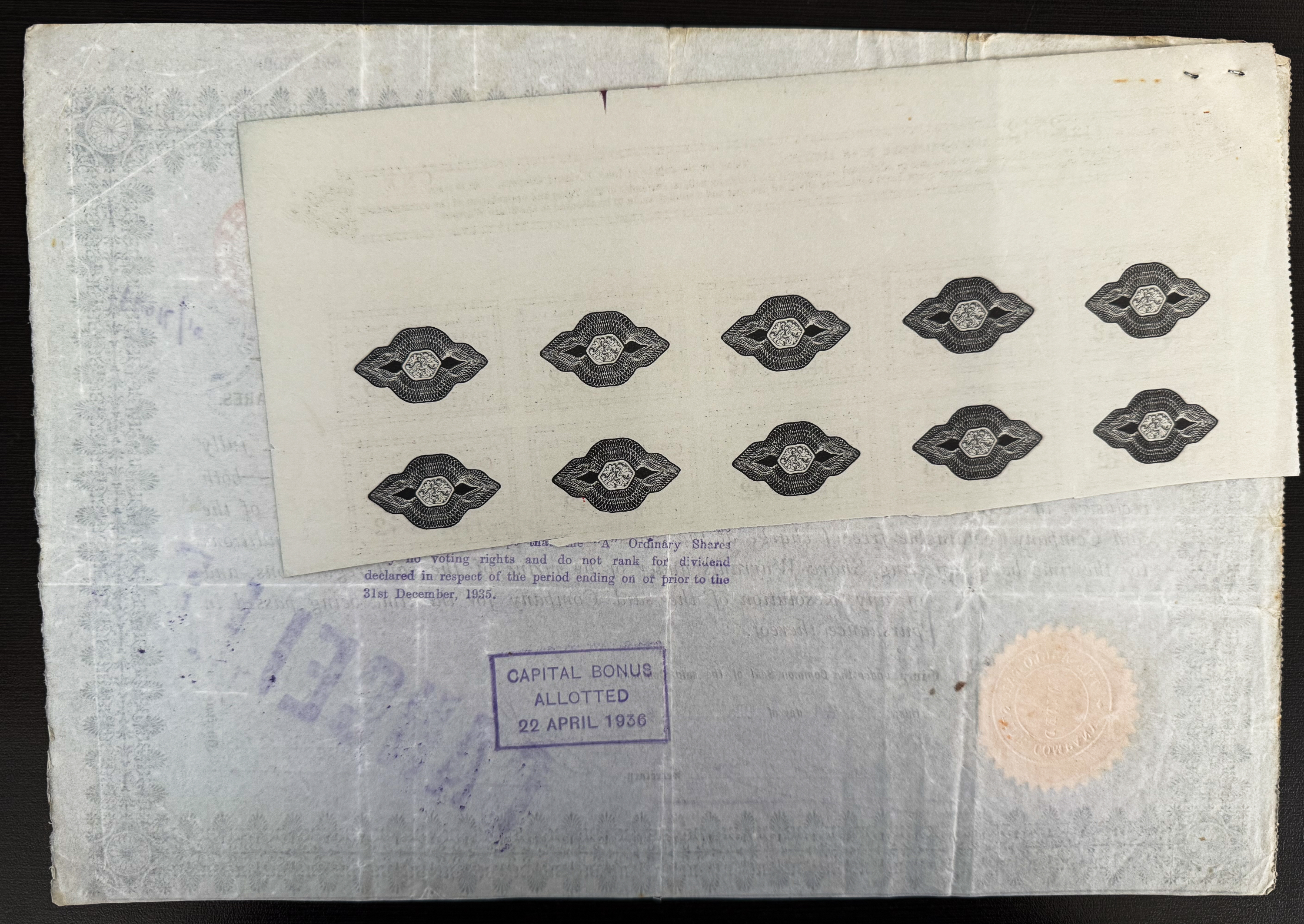 Palestine - Two Share Certificates of the Anglo-Palestine Company Ltd. - 1908/1909 - Second Series with Capital ... - 1 3