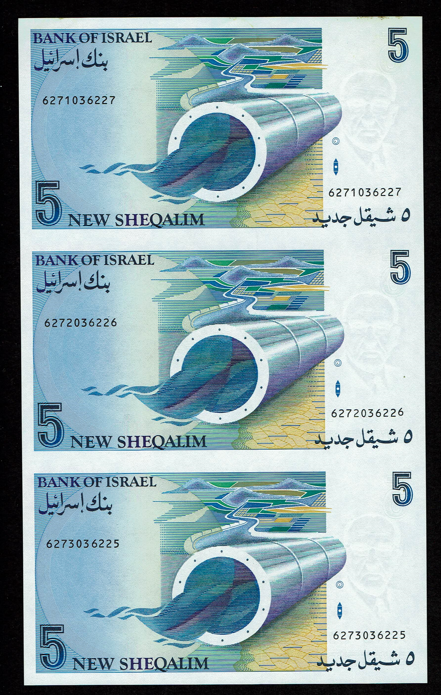 Israel - Banknotes sheet of 5 New Shekel 1985 - UNC - 1 1