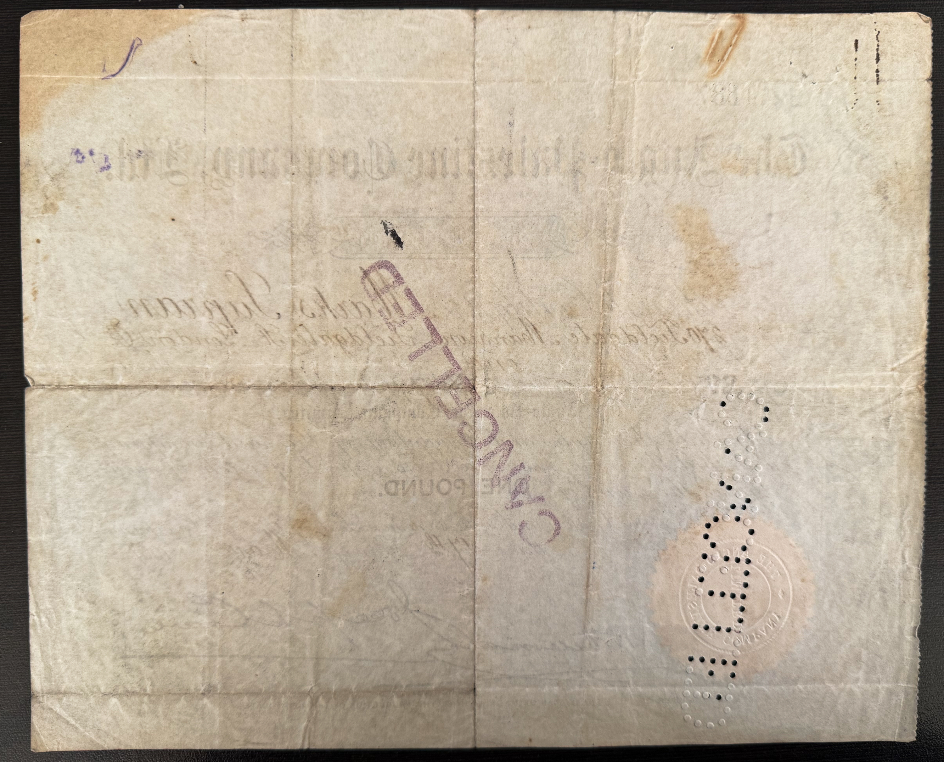 Palestine - Anglo-Palestine Company Ltd. Share Certificate - 1907 - Third Series - Printed on Rice Paper - 1 1
