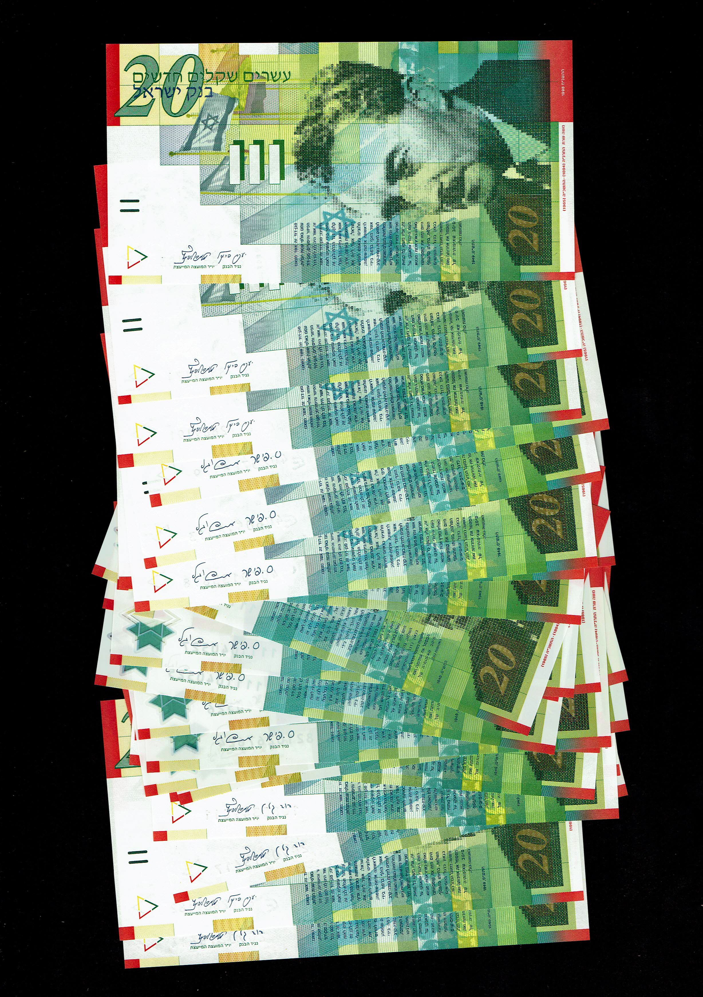 Israel - Lot of 26 Banknotes of 20 New Shekels 1998, 2001, 2008, 2014 - UNC - 1 0