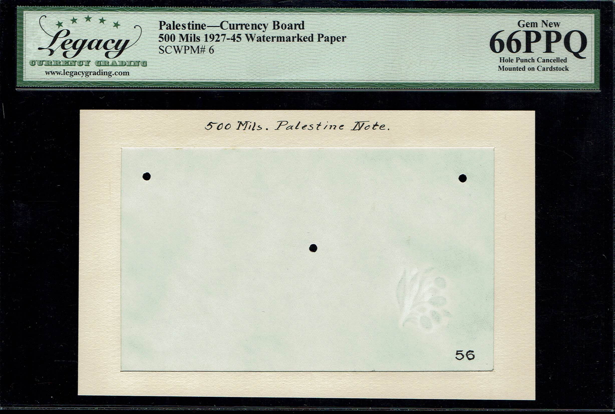 Palestine – Pair of Watermark Papers for 500 Mils and 1 Pound Banknotes – Portals Paper Archive – Legacy 65, 66 EPQ ... - 1 1