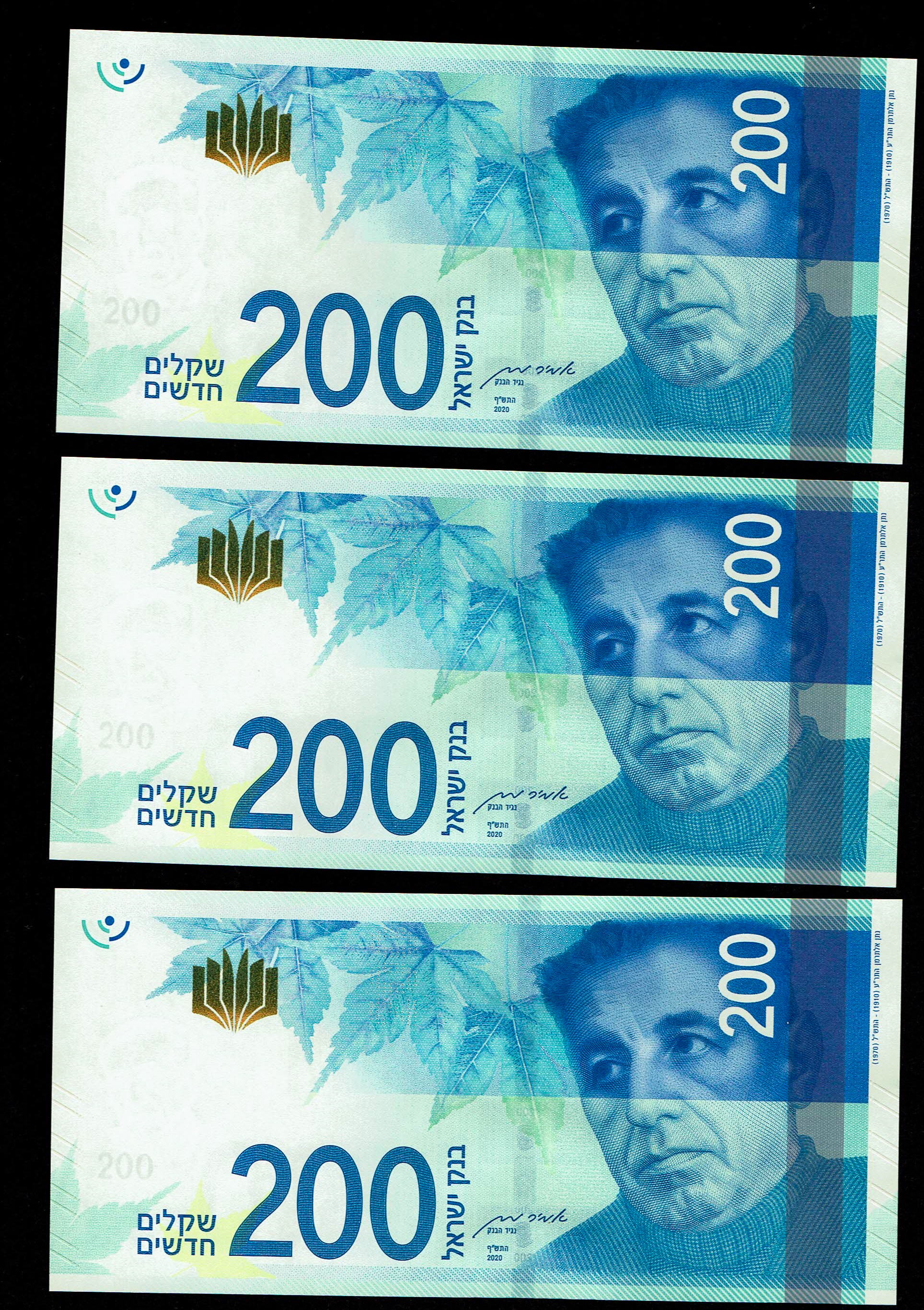 Israel - Lot of 6 Banknotes of 200 Shekels 2016, 2020 - "New Shekel Series C" - UNC - 1 1